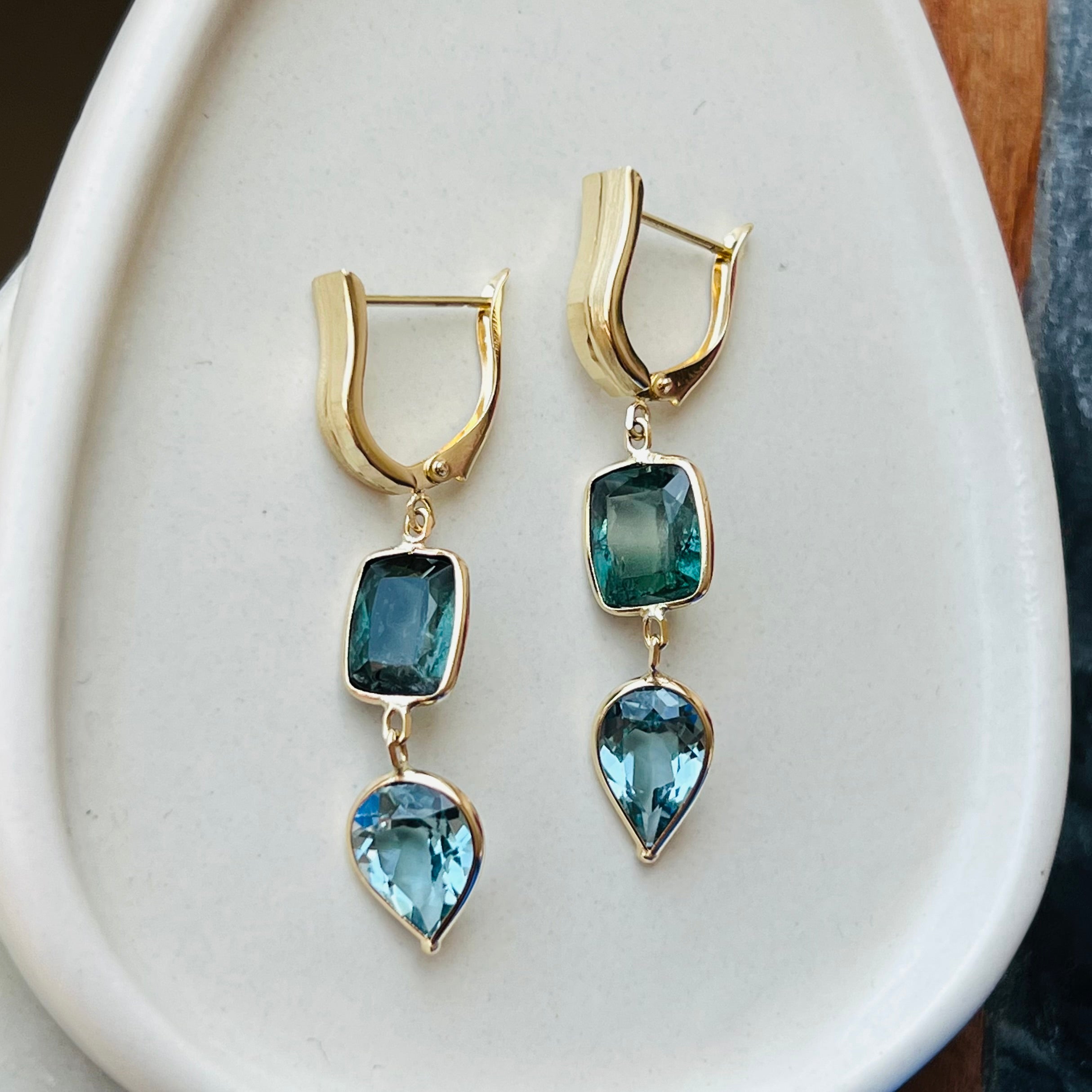 14K Yellow Gold Tourmaline Earrings