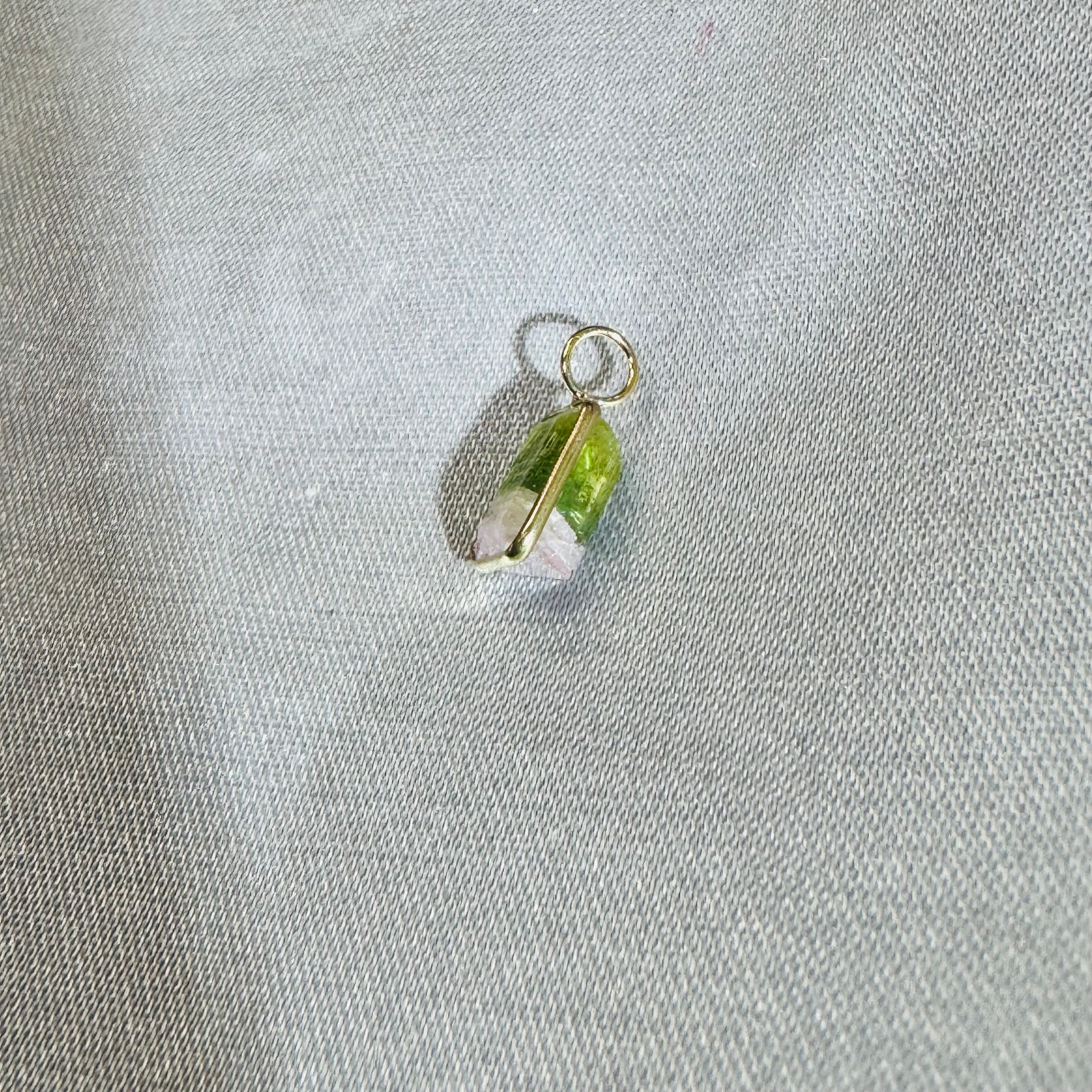 Bi Color Tourmaline Pendant 14K Yellow Gold