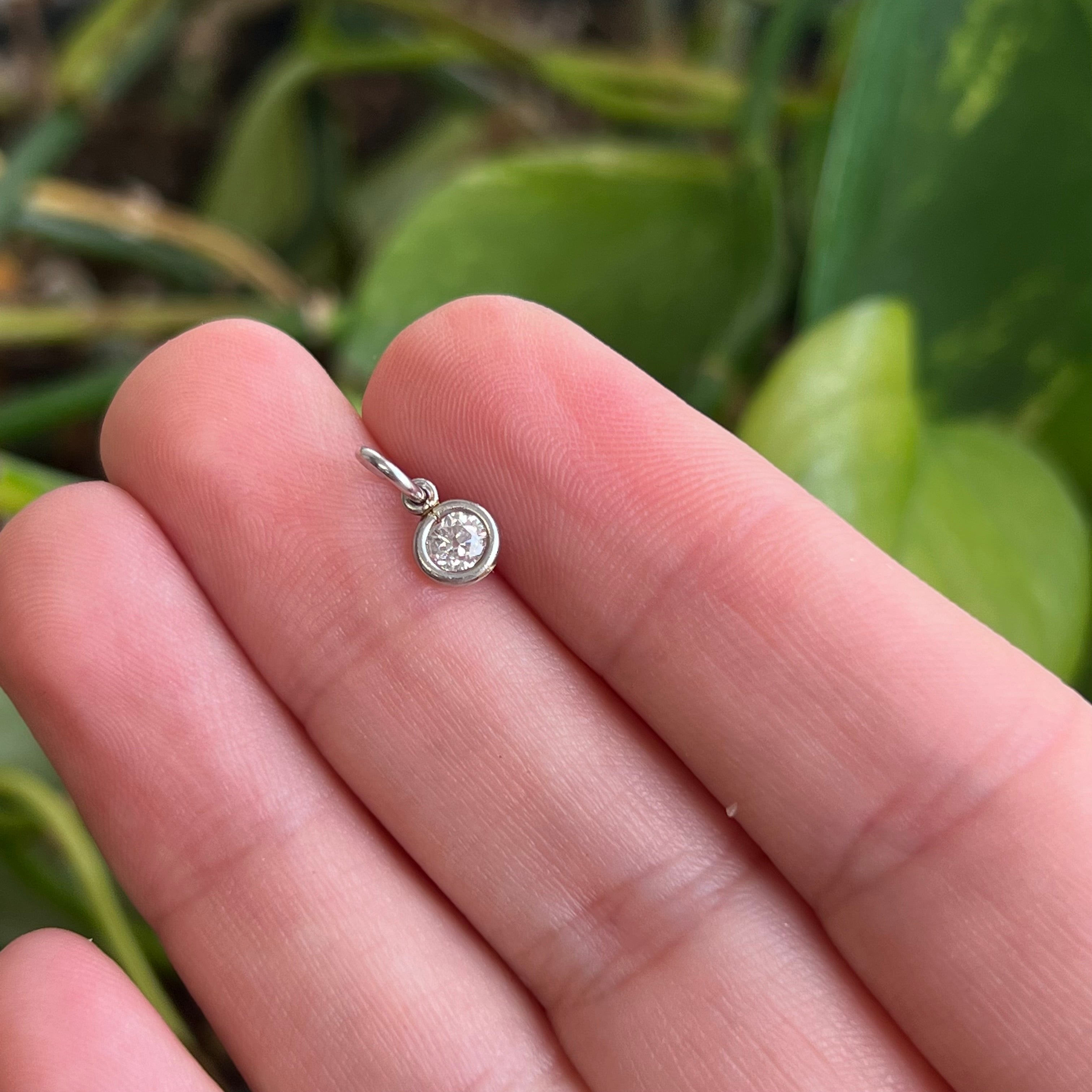 Platinum .24ct Natural Diamond Charm Pendant 10mm