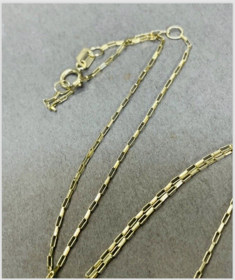 Solid 14K Yellow Gold Staple Paperclip Chain 20"