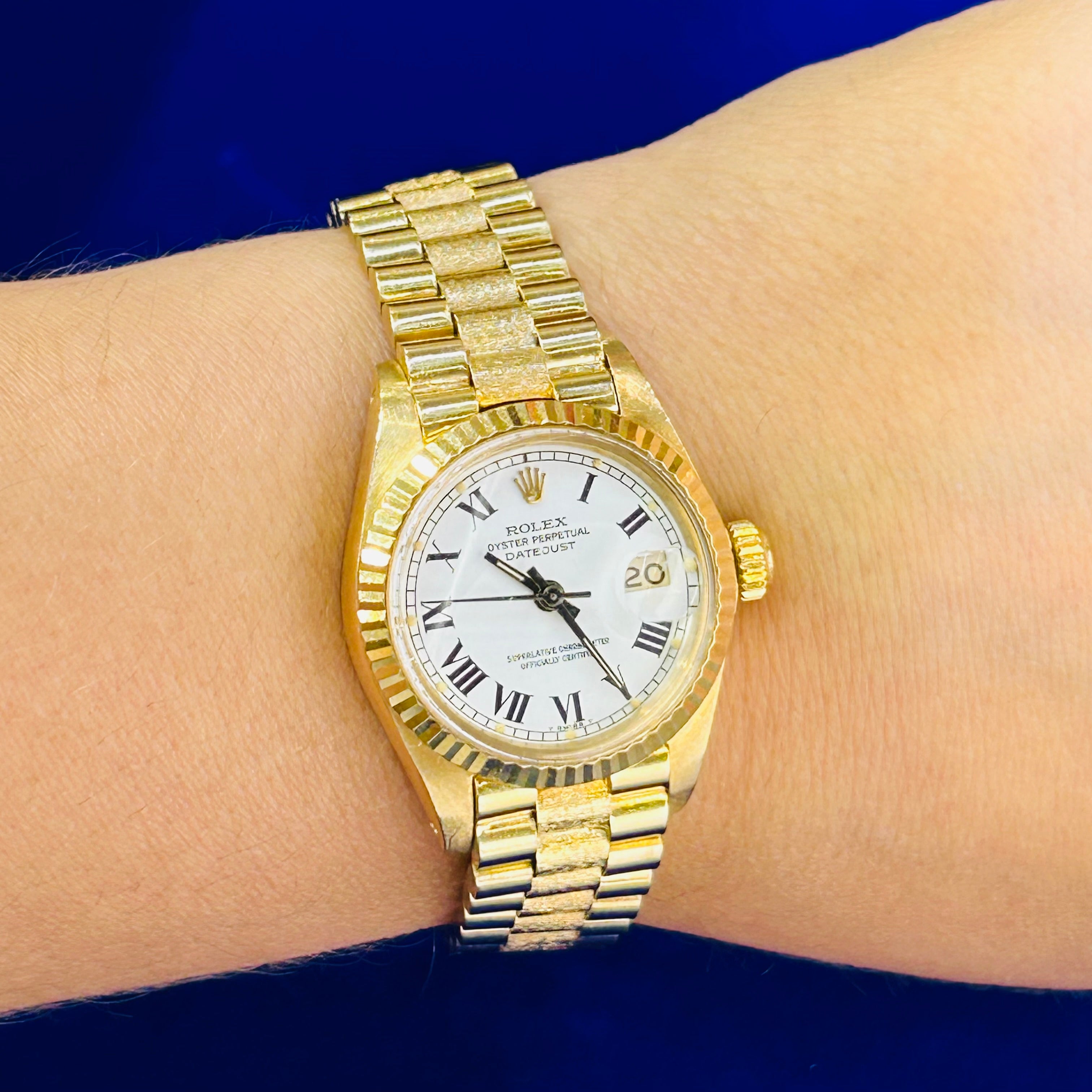 Vintage 18K Yellow Gold 26MM Oyster Jubilee Perpetual Datejust Rolex Watch Year 1983
