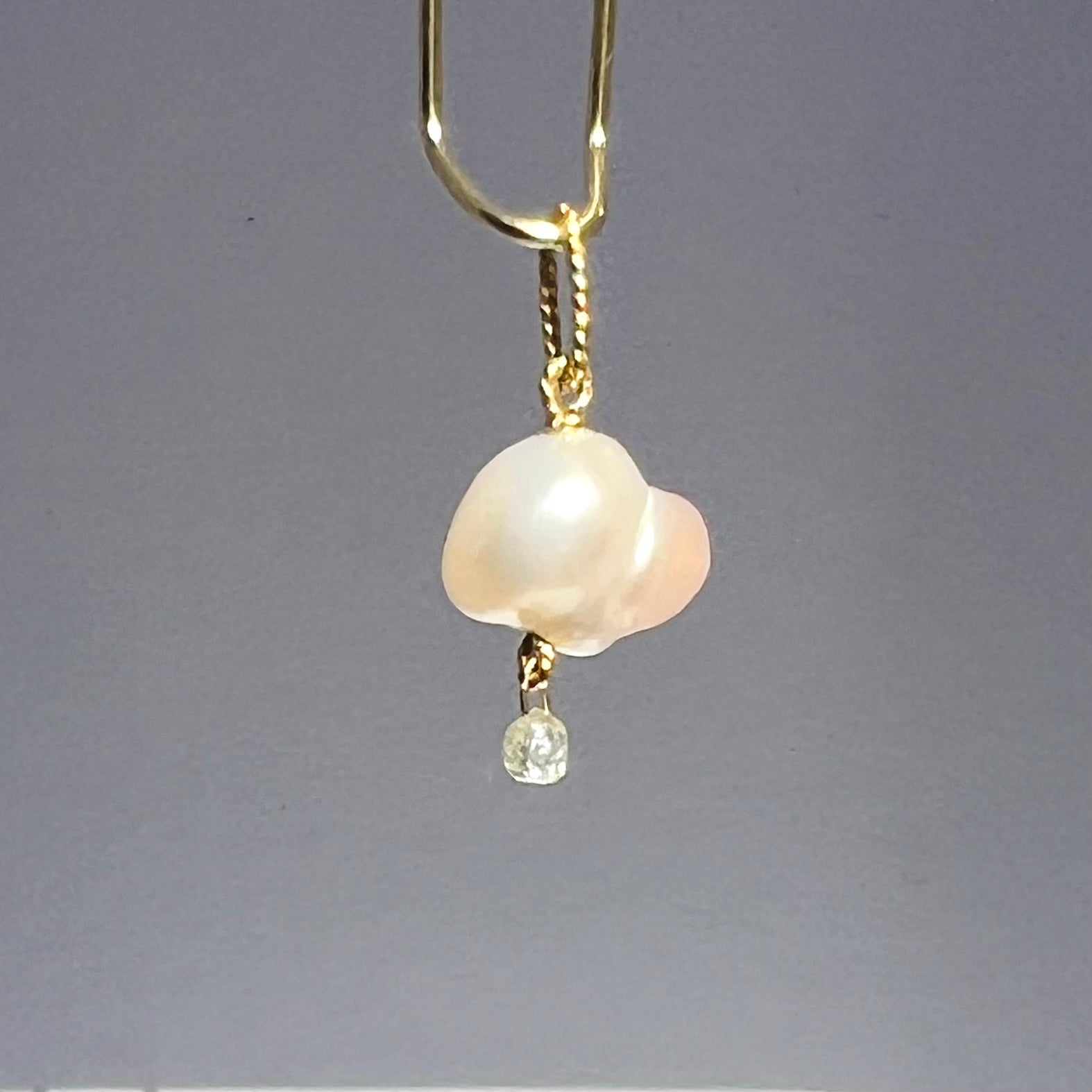 Japanese Pearl and Briolette Diamond Cloud Charm