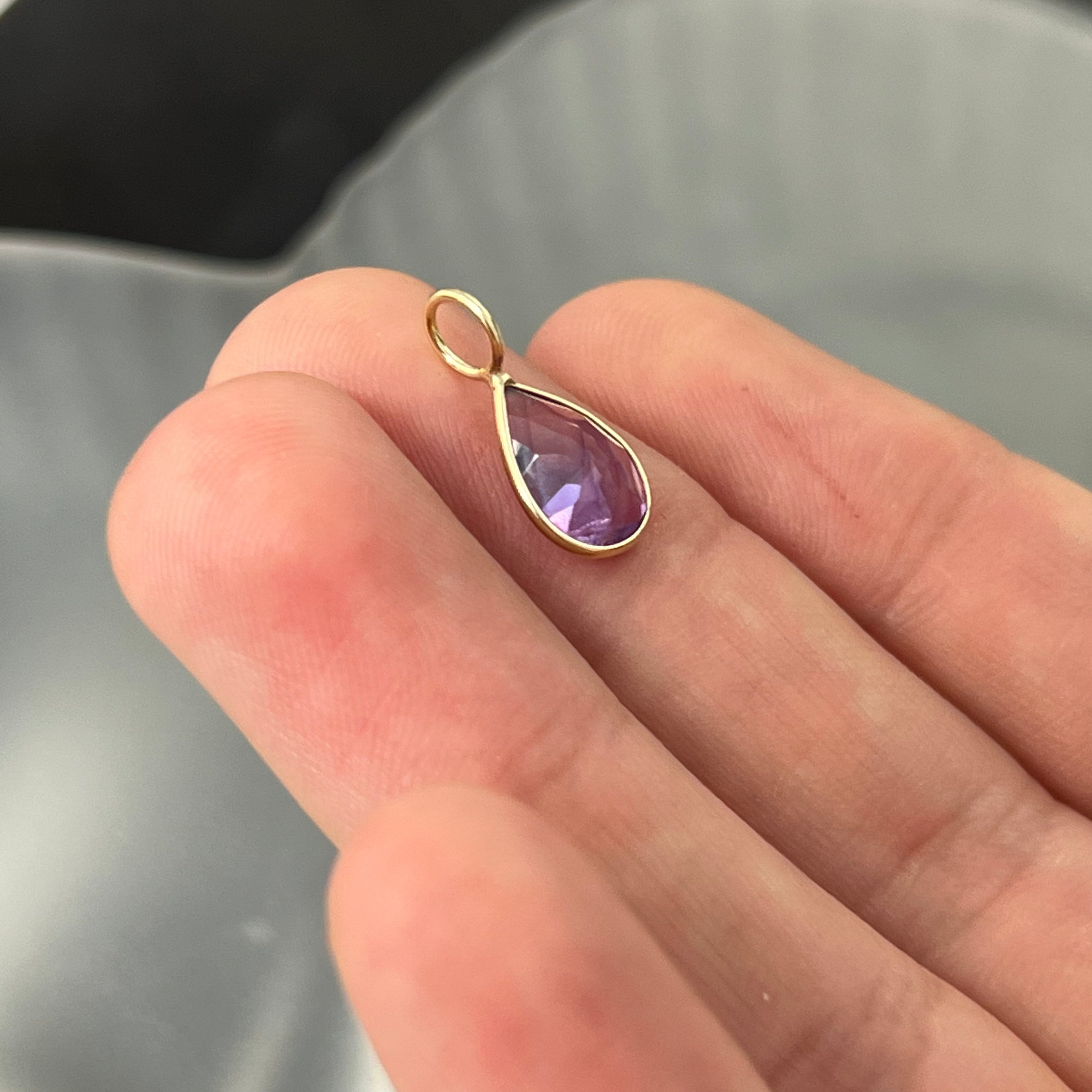 Natura Pear Shaped Amethyst 14K Yellow Gold Pendant Charm