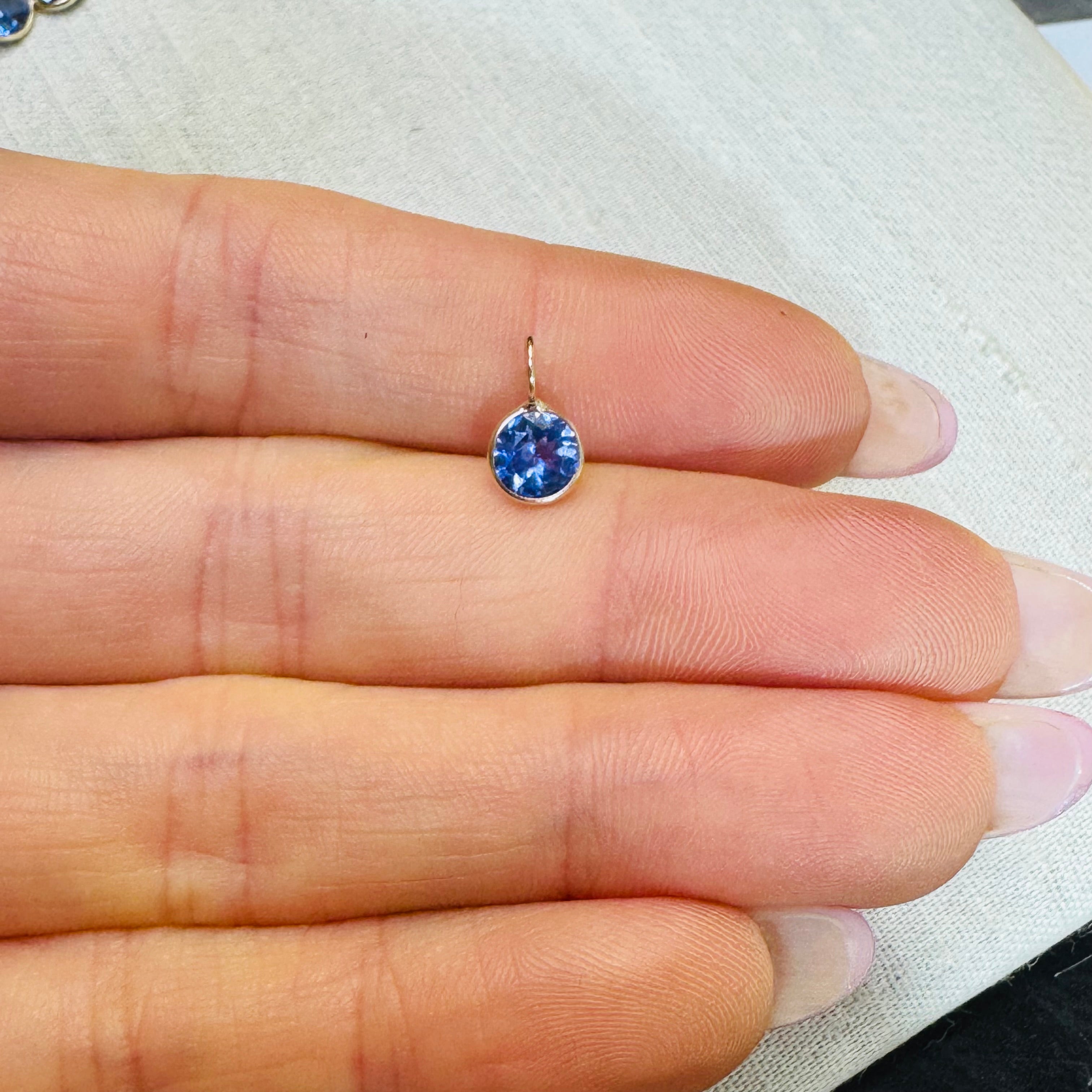 Natural Round Tanzanite 14K Gem Charm Pendant