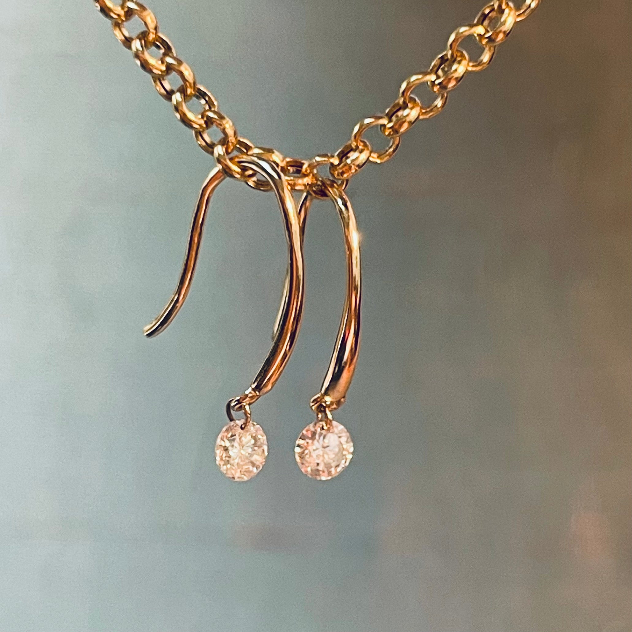 .30CTW Pierced Round Diamond 14K Yellow Gold Dangling Earrings