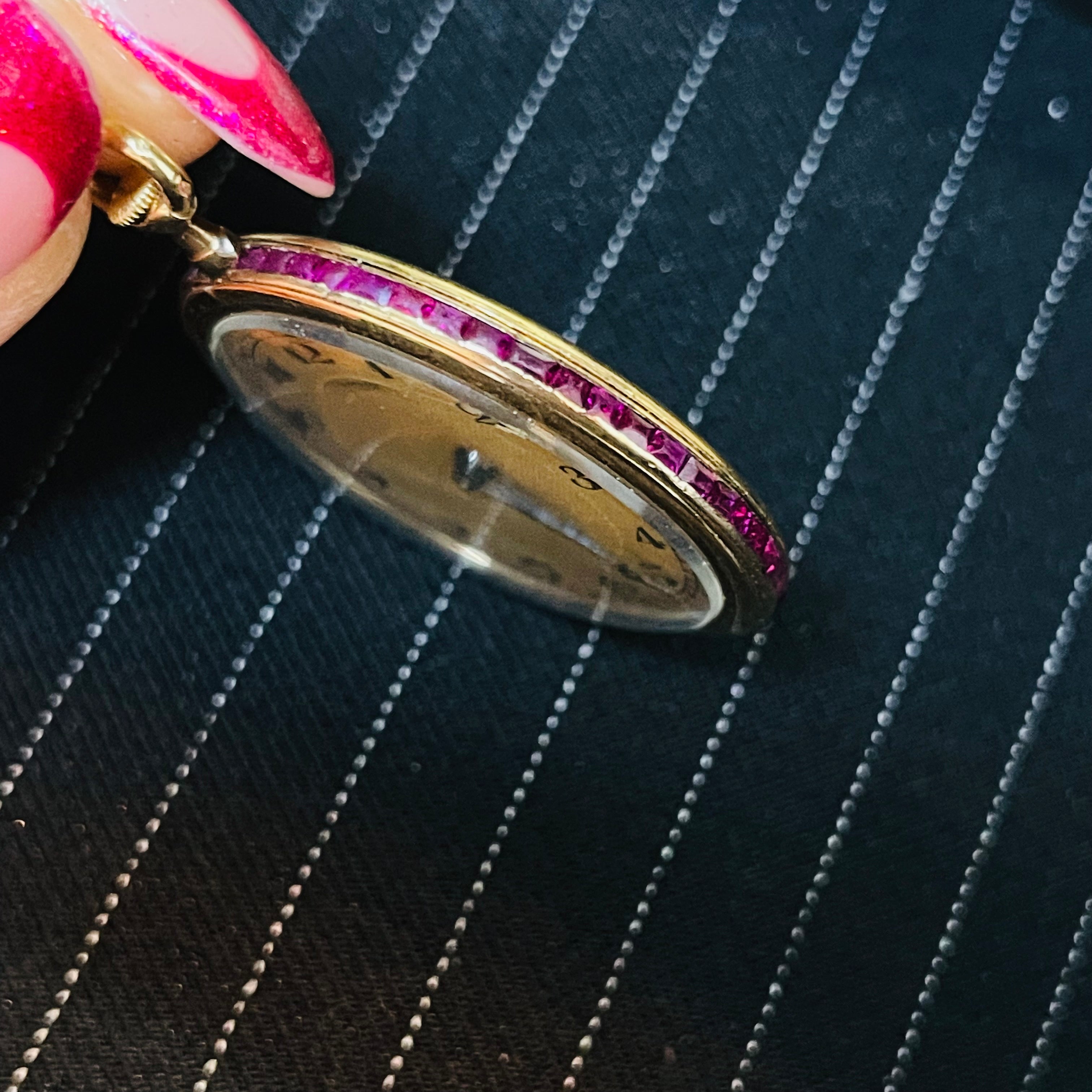 30mm Antique Cartier Ruby Pocket Watch