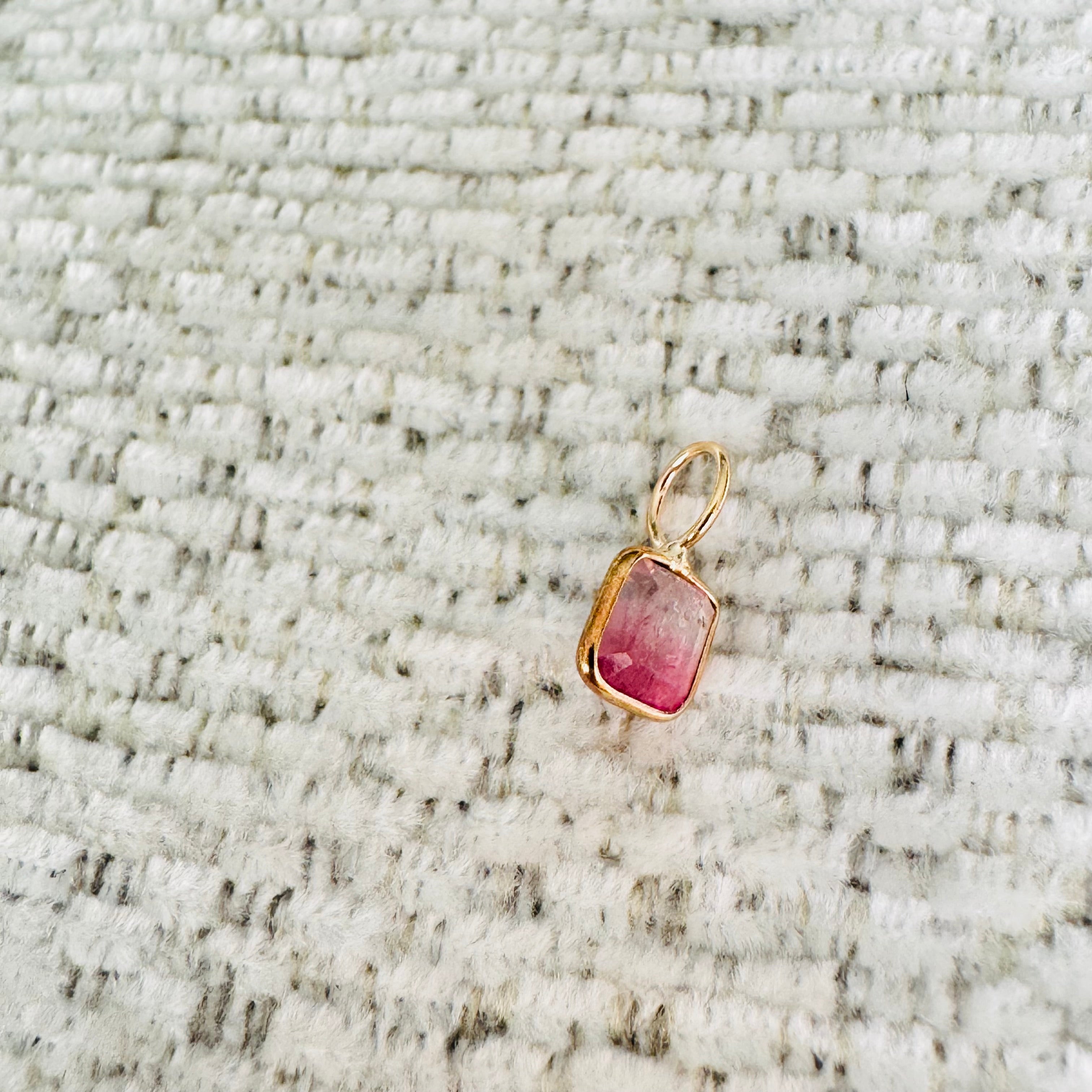 Bi Color Tourmaline 14K Yellow Gold Charm Pendant