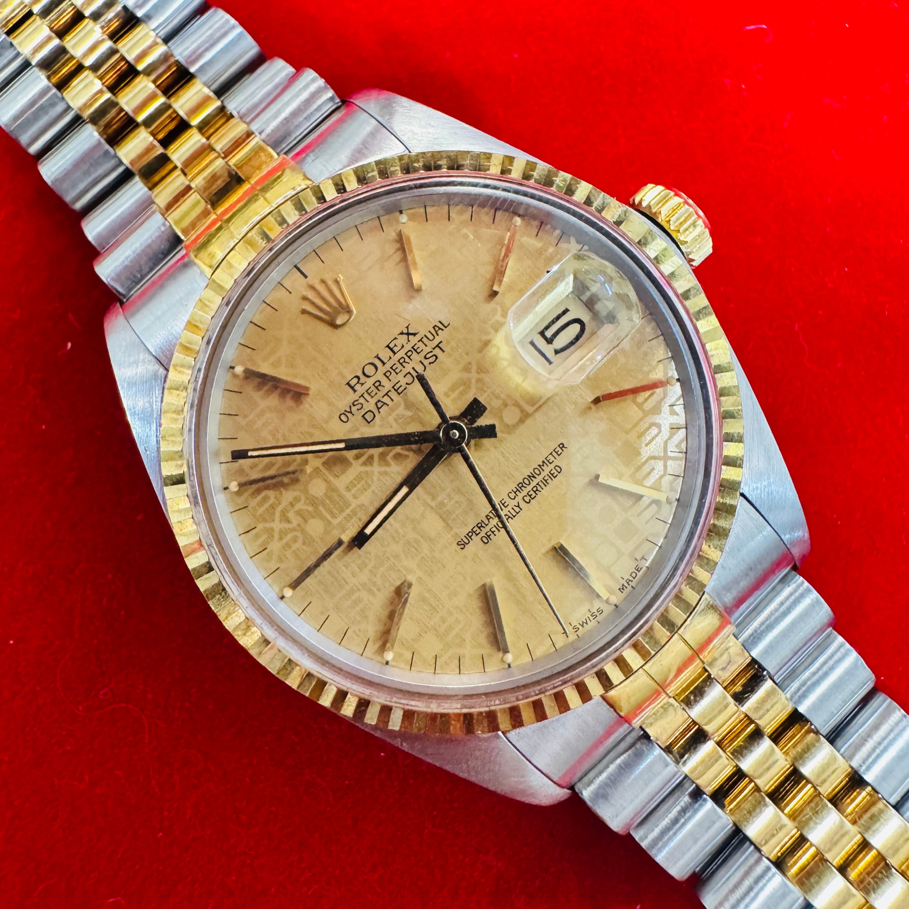 36MM 18K SS Jubilee DateJust 16013 Anniversary Dial Rolex Watch
