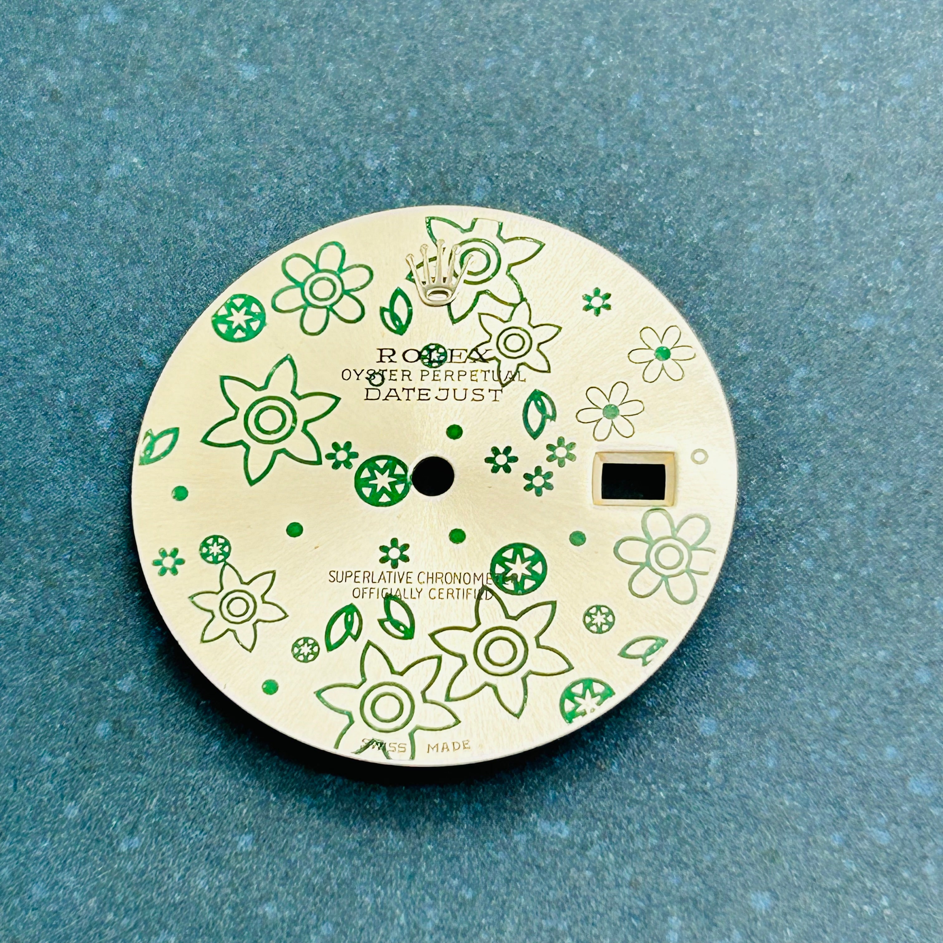 Stainless Steel Green Floral Flower Dial for 36mm Rolex Datejust