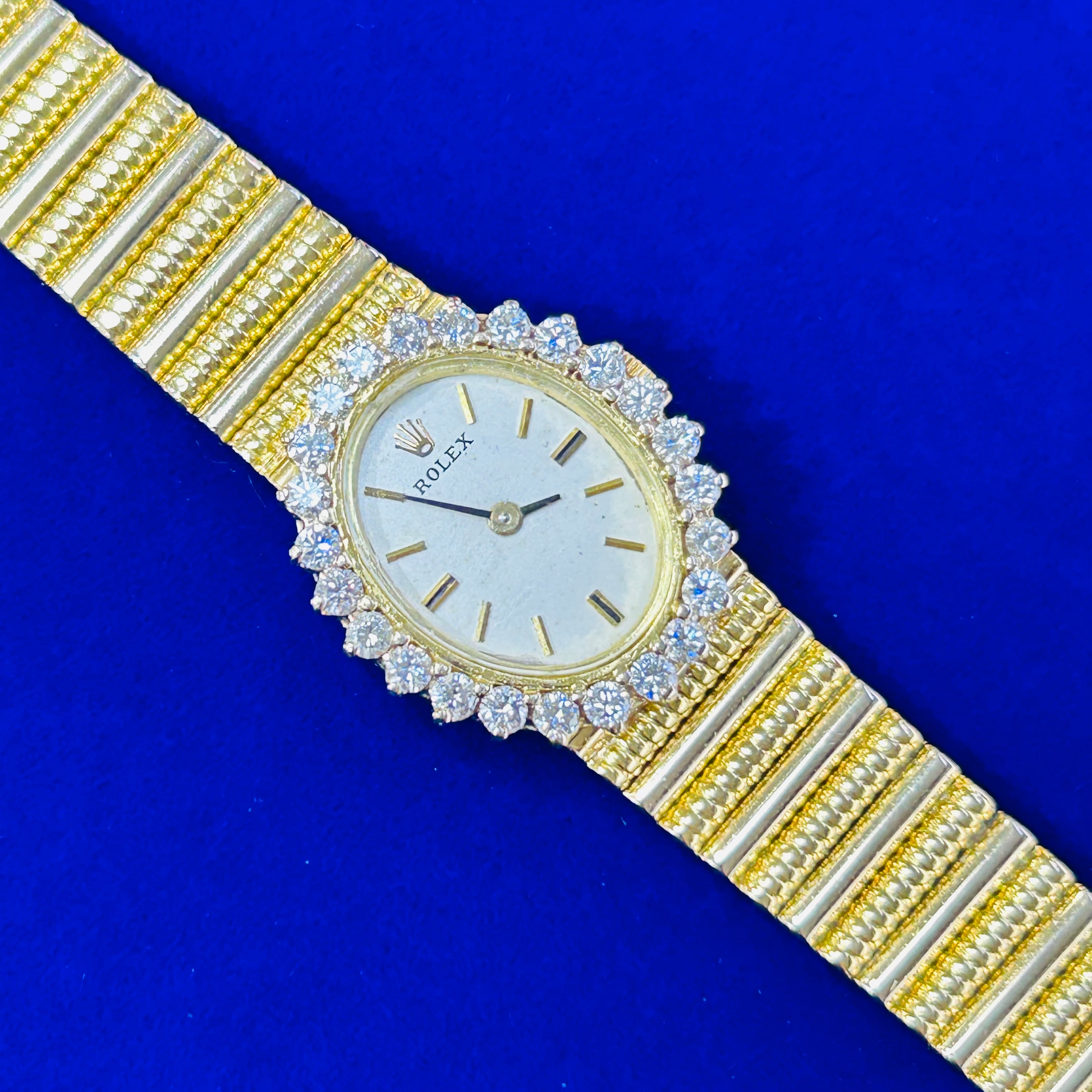 Vintage 18K Yellow Gold 26MM Fancy Lady's Diamond Rolex Watch