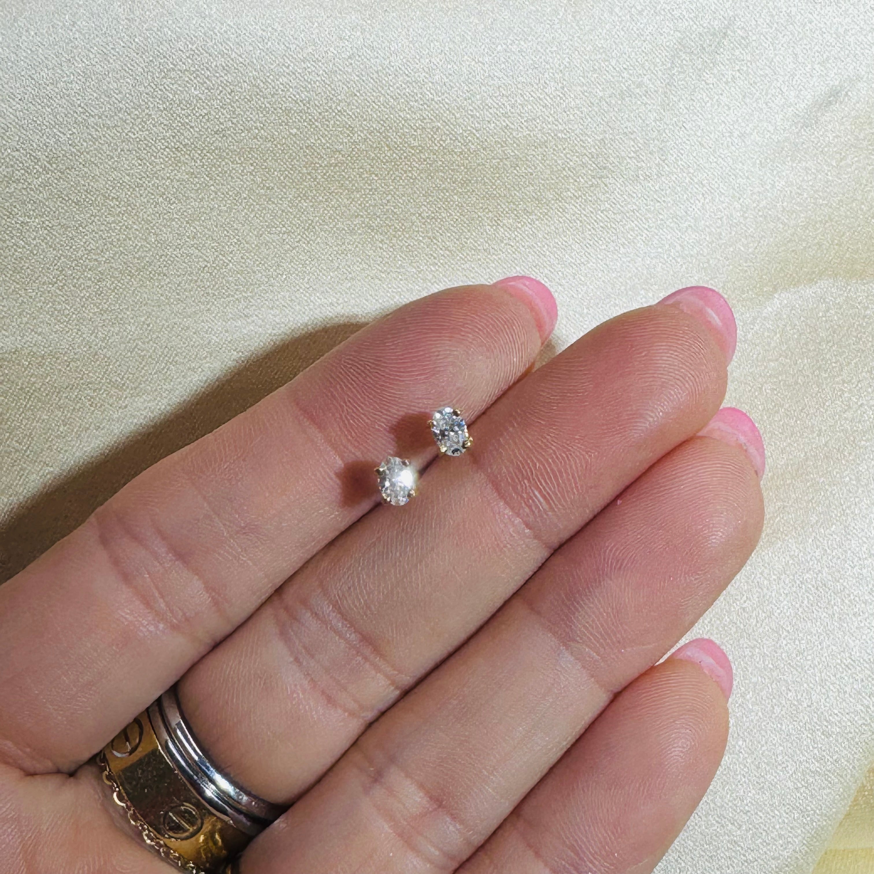 .44CT Natural Oval Diamond Stud Earrings in 14K Yellow Gold