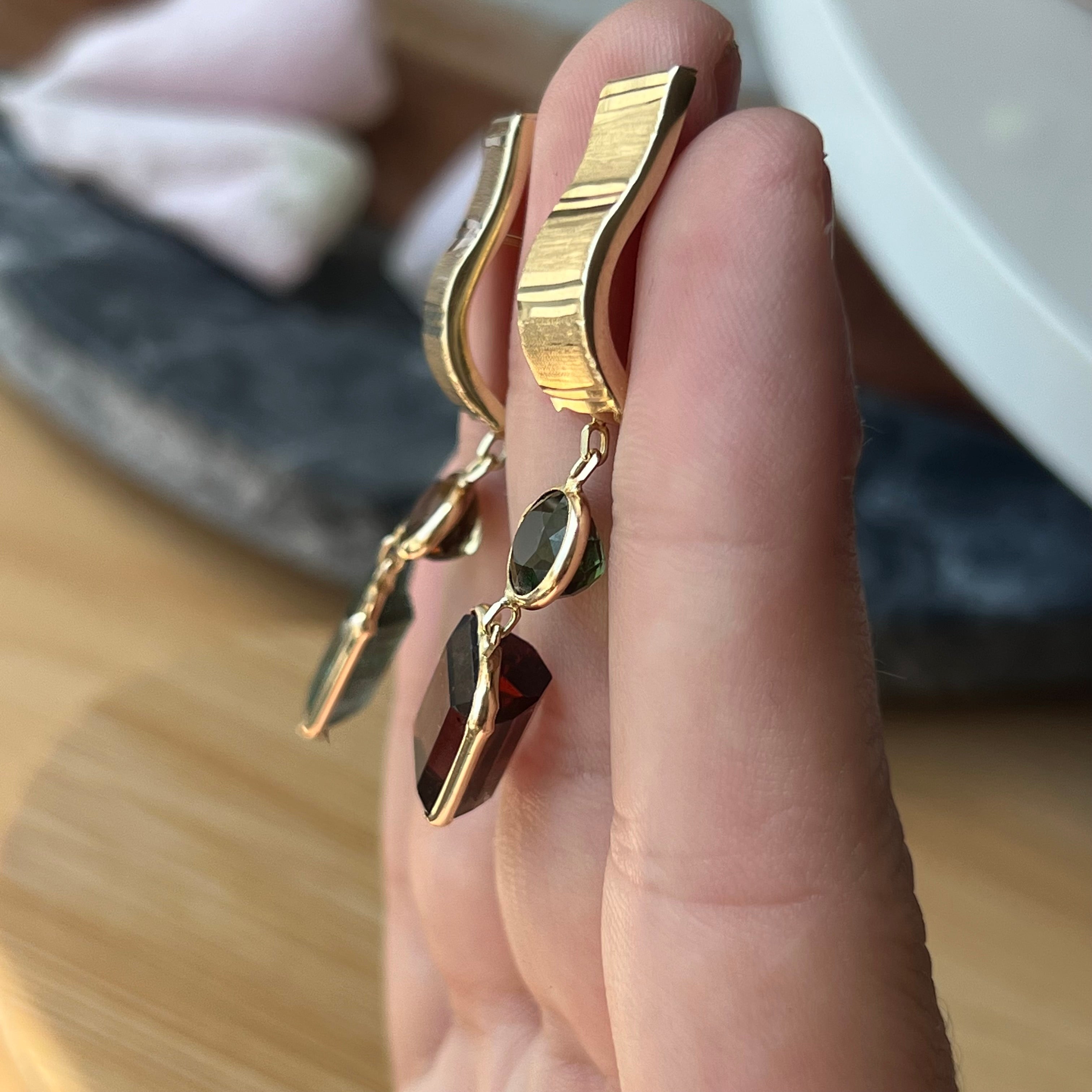 14K Yellow Gold Tourmaline Earrings