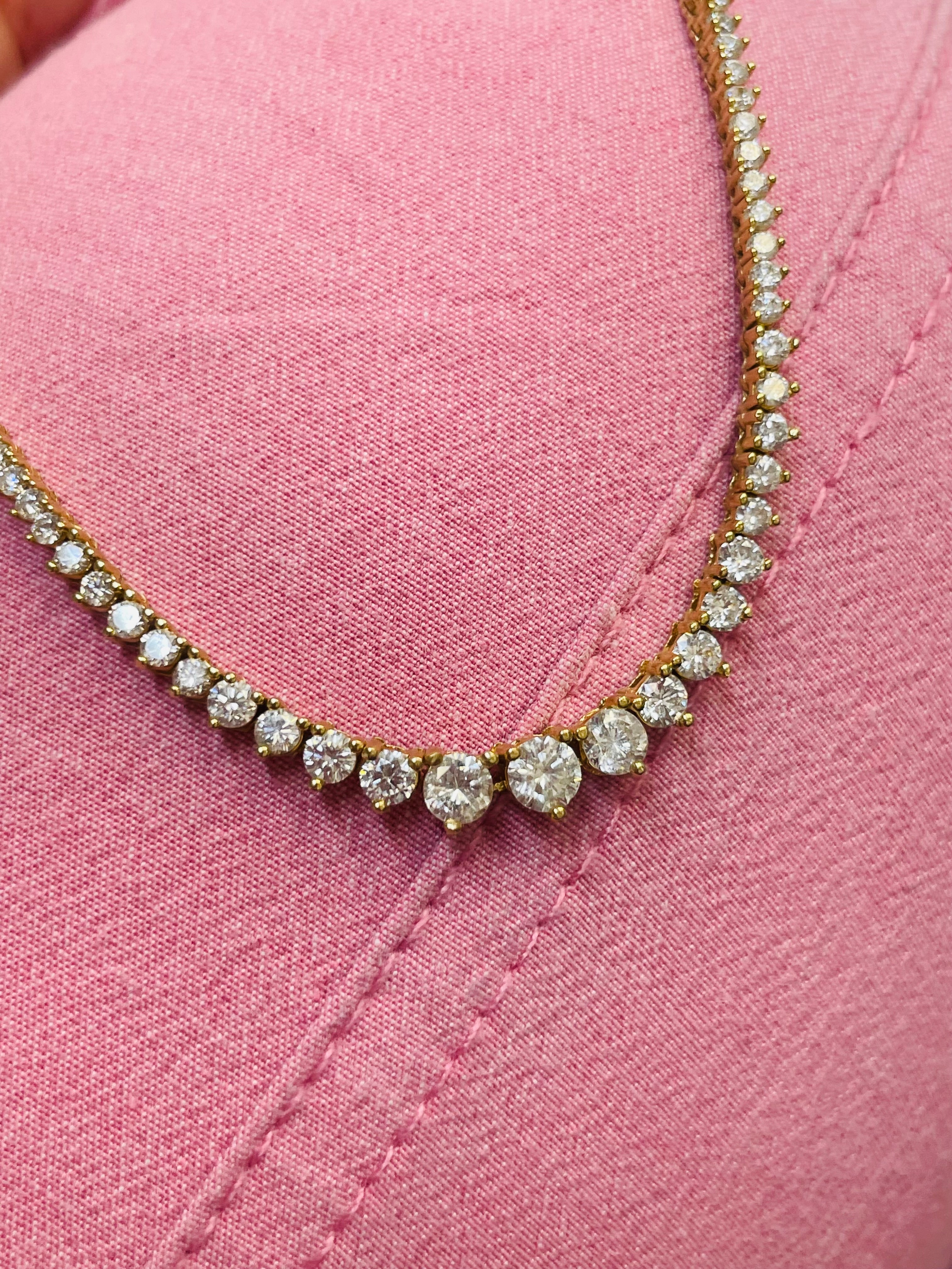 Partial Diamond Rivera Tennis Necklace 18K Yellow Gold