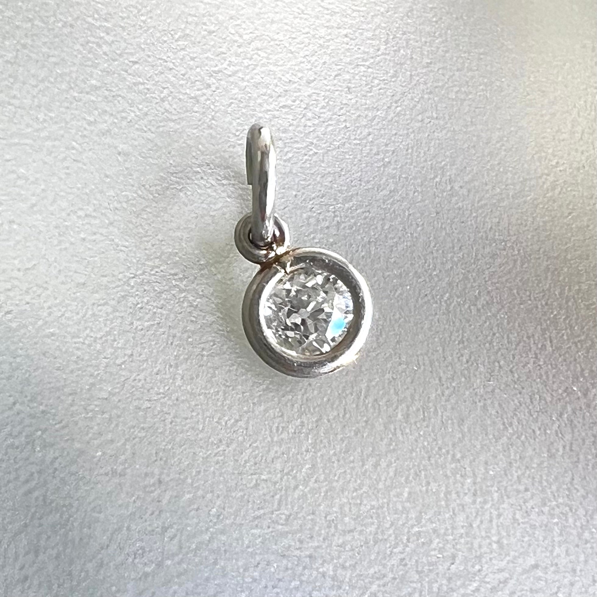 Platinum .24ct  Natural Diamond Charm Pendant 10mm