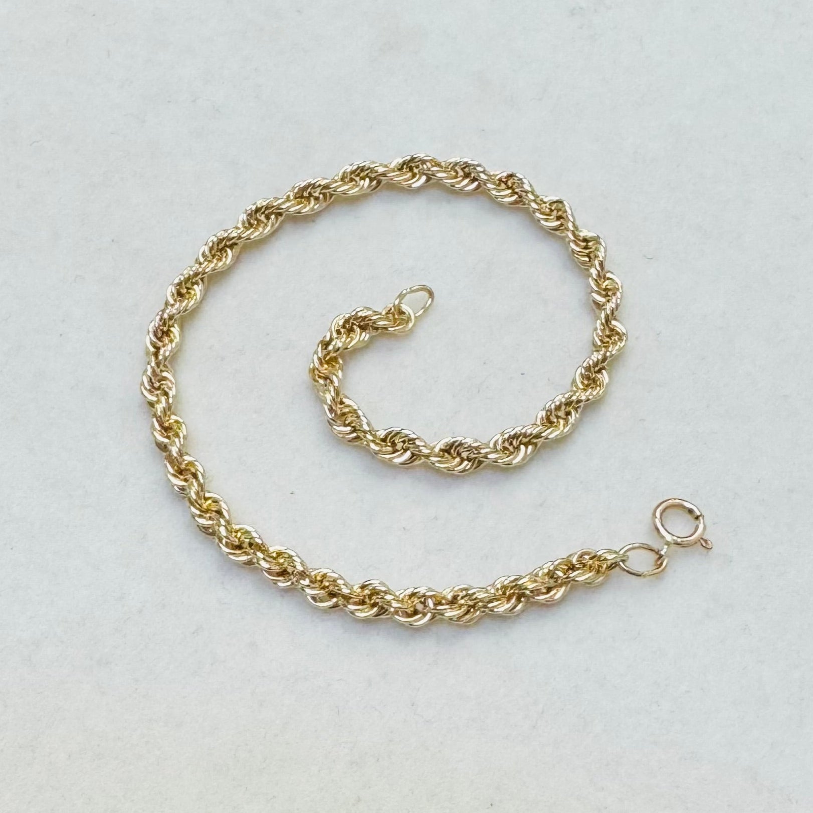 14K Yellow Gold 7.25" 3.5mm Rope Chain Bracelet