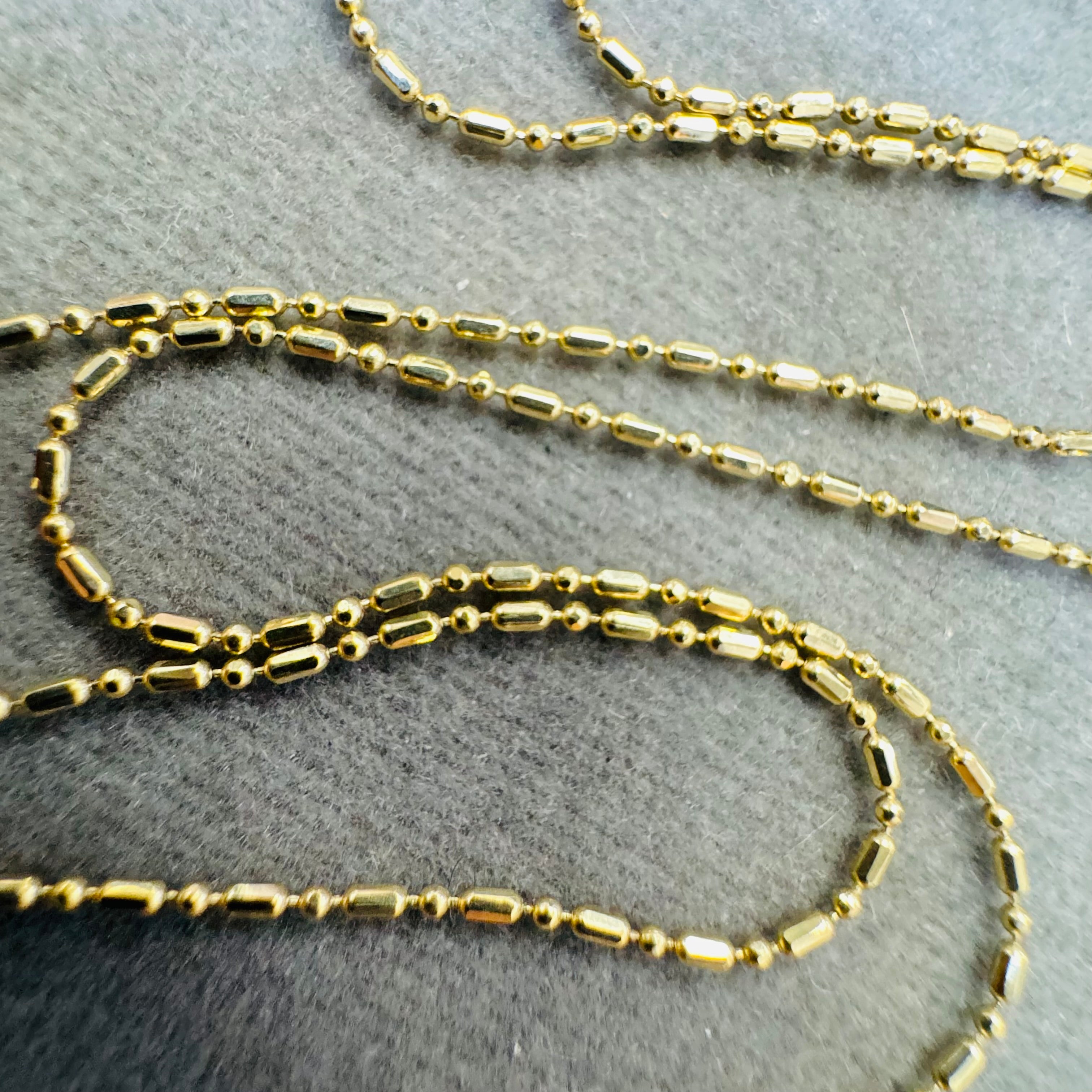 Solid 14K Yellow Gold 20” 1mm Dot Dash Ball Chain Necklace