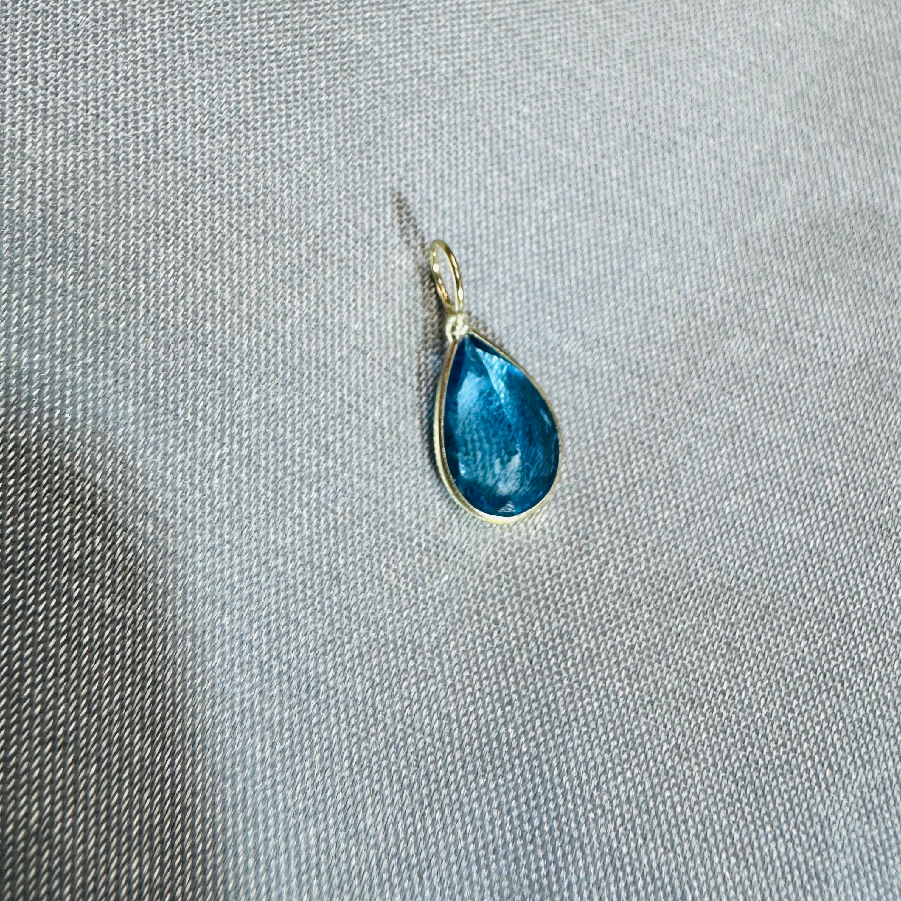Blue Topaz Pear 14K Gem Charm