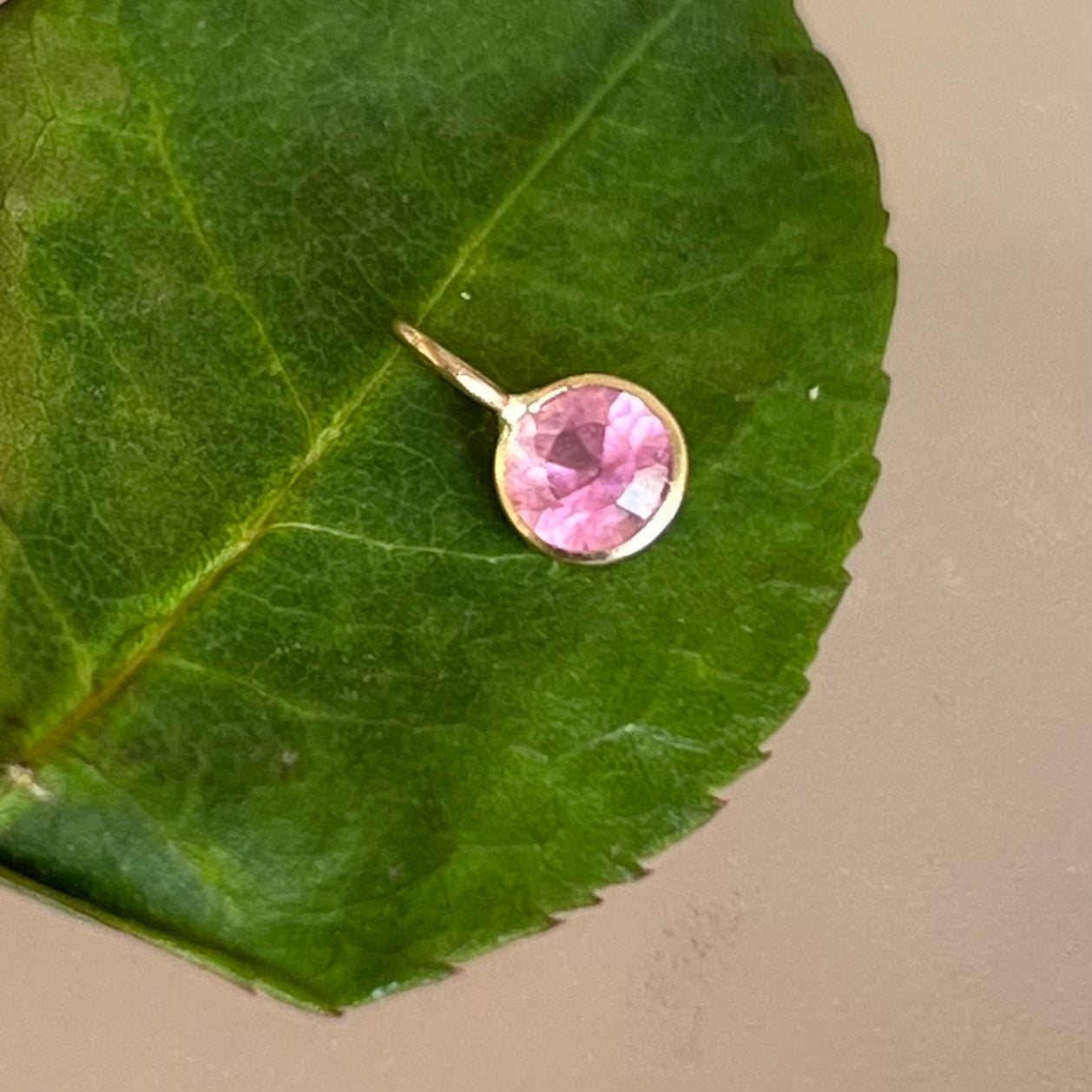 Cotton Candy Pink Tourmaline 14K Yellow Gold Pendant Charm