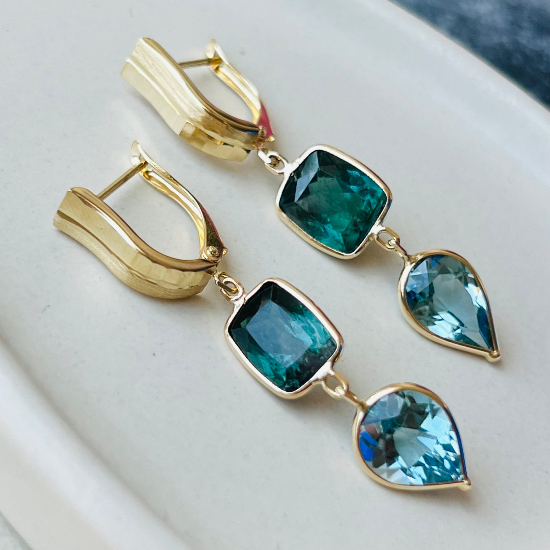 14K Yellow Gold Tourmaline Earrings