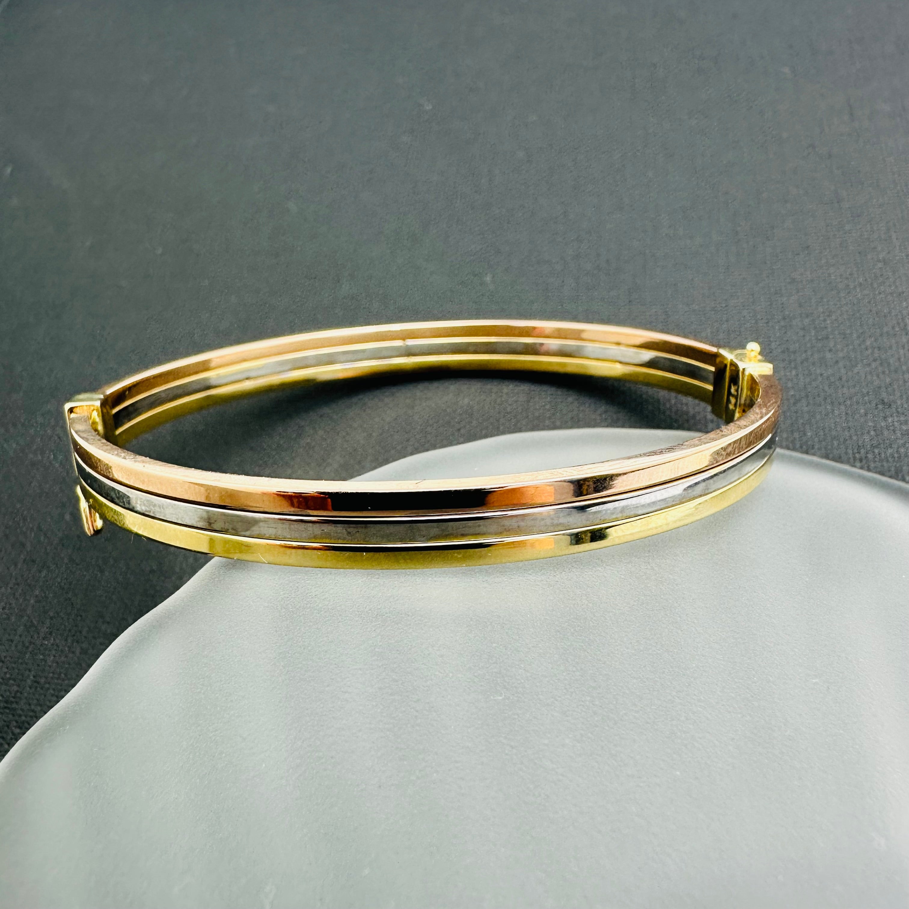 Nice! 14K Solid Tri color Gold Bangle
