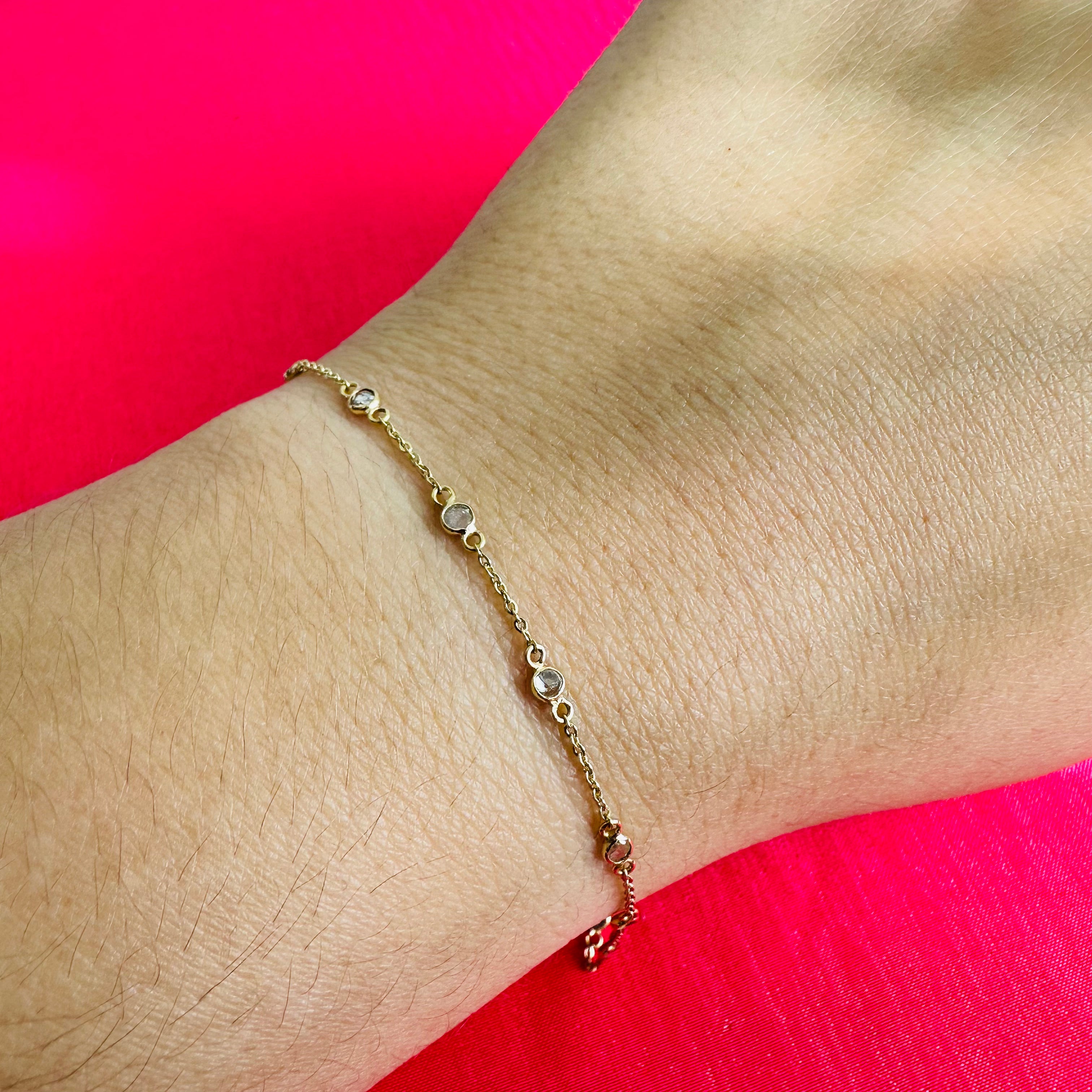 14K Yellow Diamond By The Yard Bracelet 7"