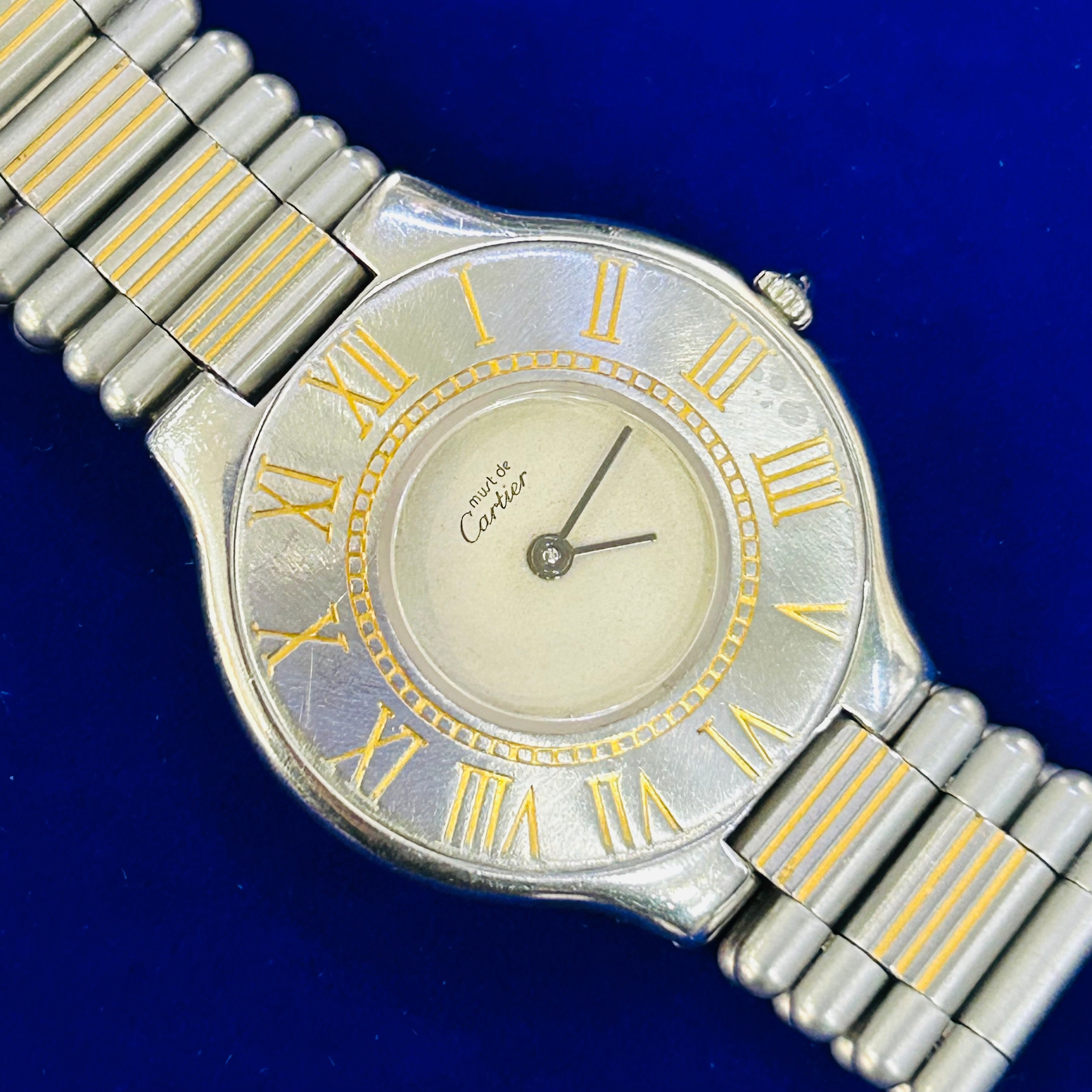 Cartier Must 21 28mm, White No Marker dial, Stainless Steel Link Metal Bracelet, Unisex Used Watch