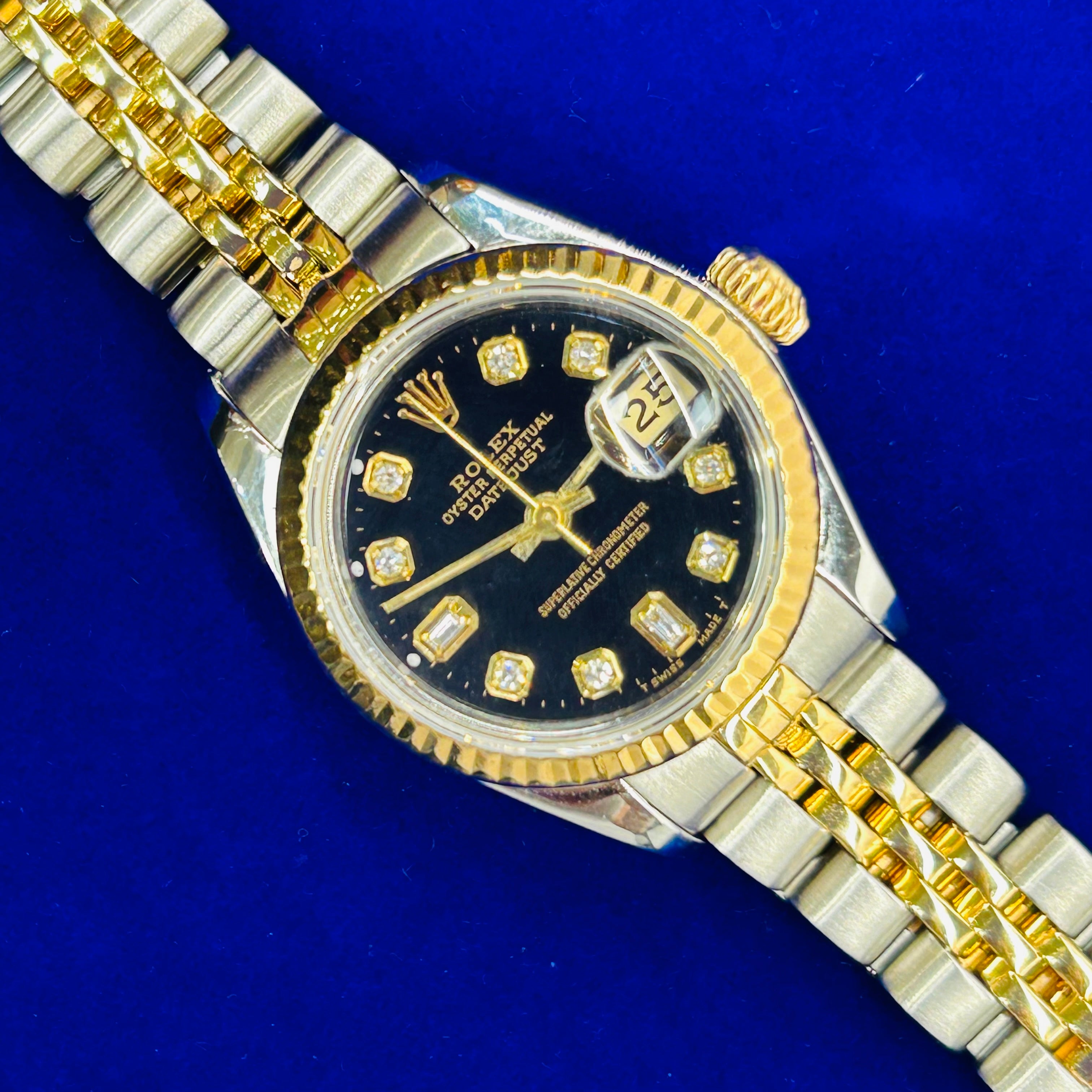 Vintage Stainless Steel Two Tone 26MM Oyster Perpetual Date Rolex Watch
