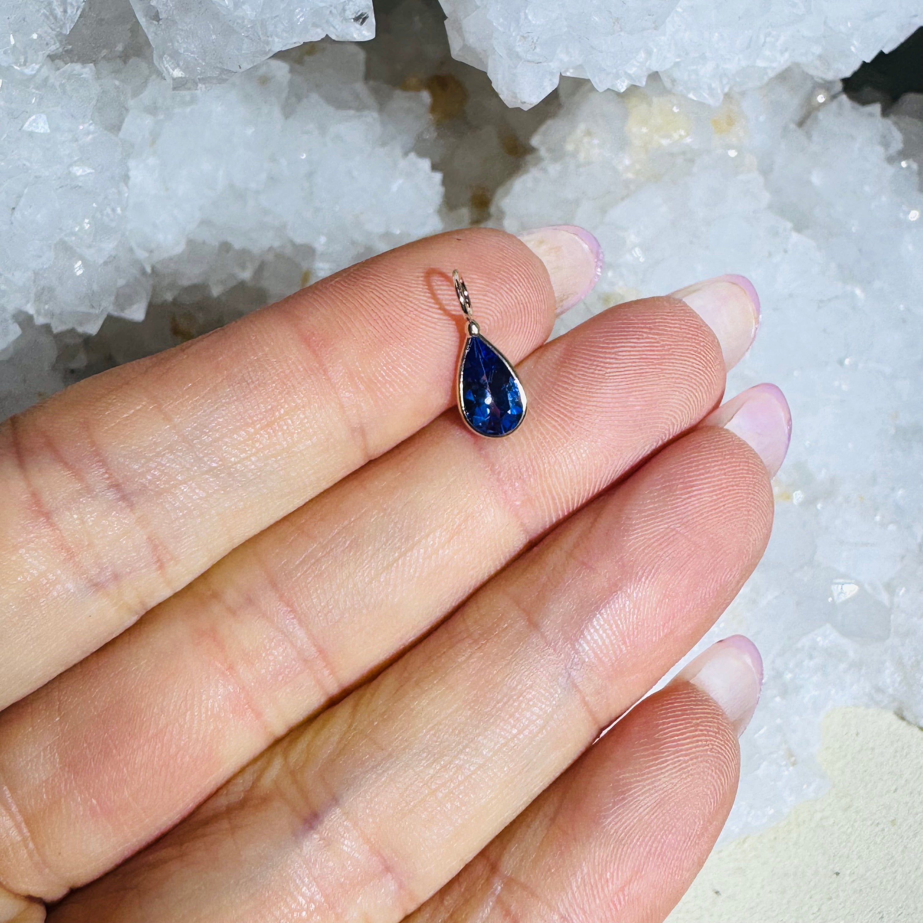 Natural Pear Tanzanite 14K Gem Charm Pendant