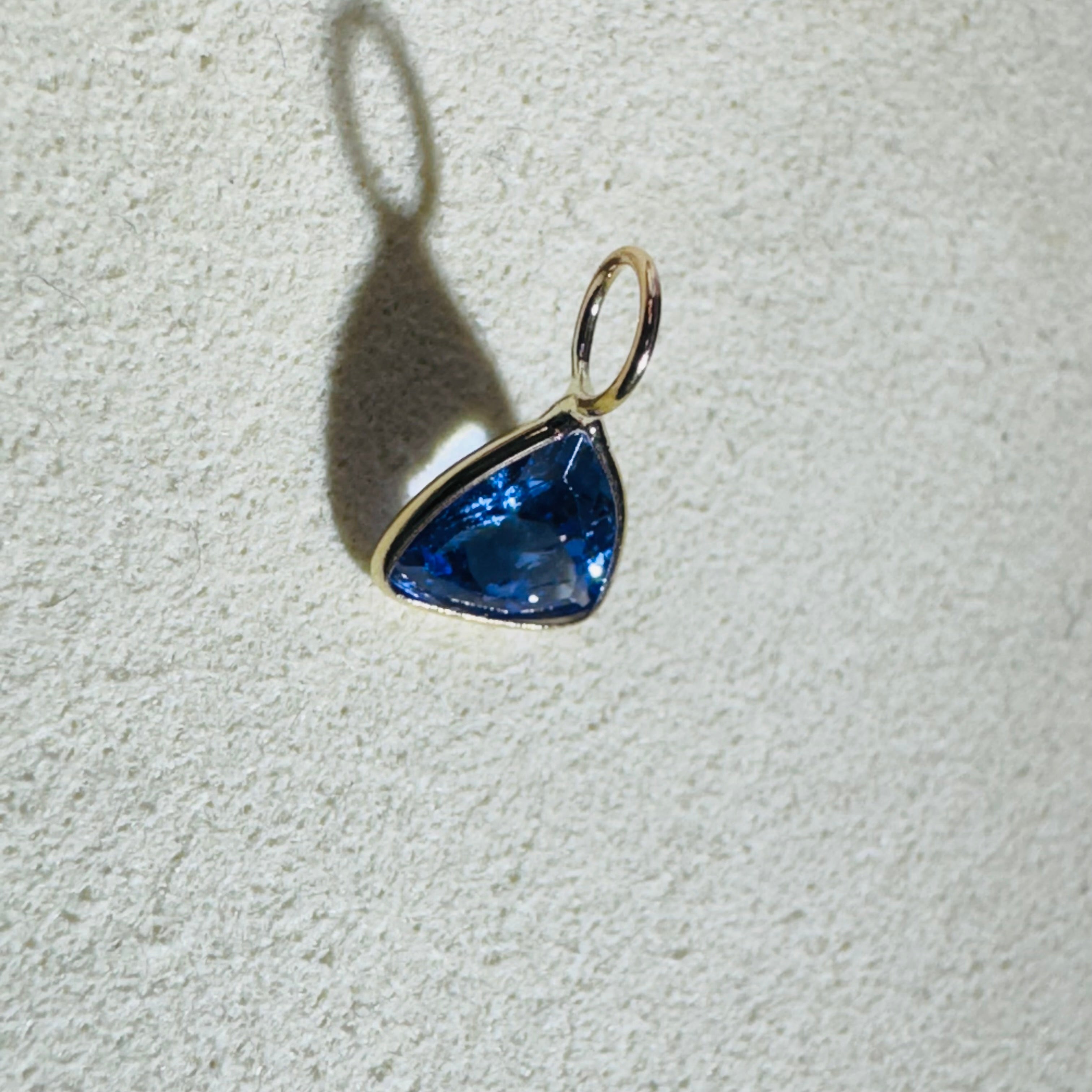 Natural Trillion Tanzanite 14K Gem Charm Pendant