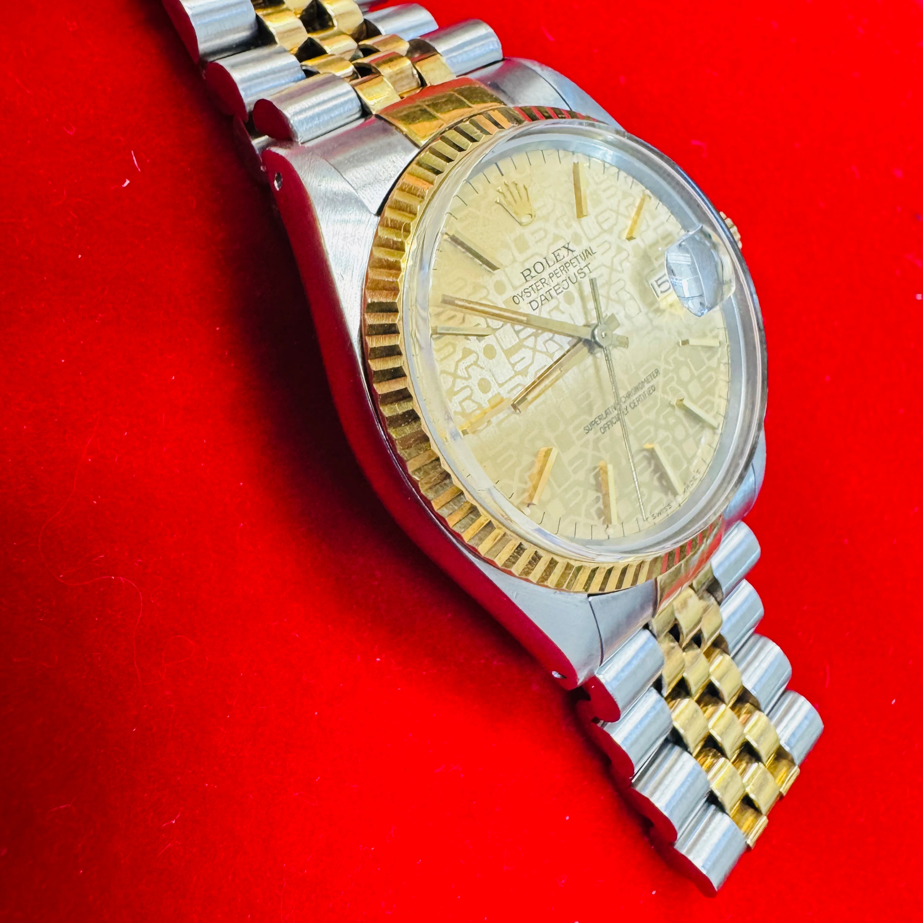 36MM 18K SS Jubilee DateJust 16013 Anniversary Dial Rolex Watch
