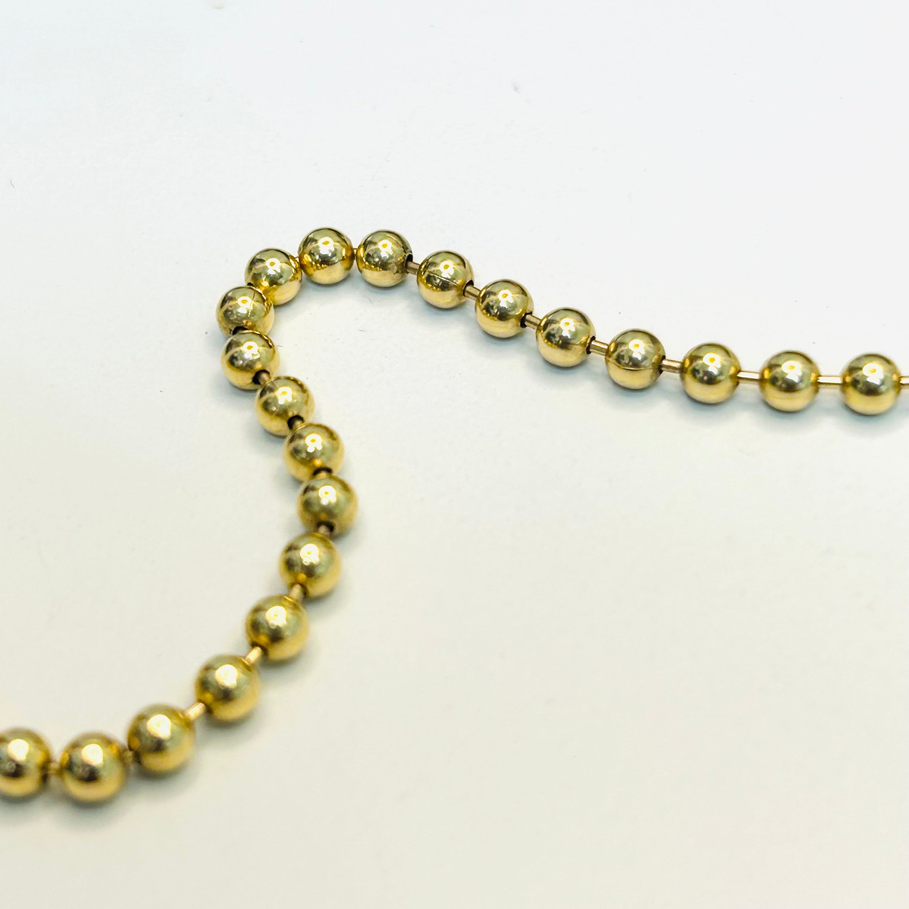 14K Yellow Gold & White Gold Ball Chain Link Bracelet 3.5mm 7.35"