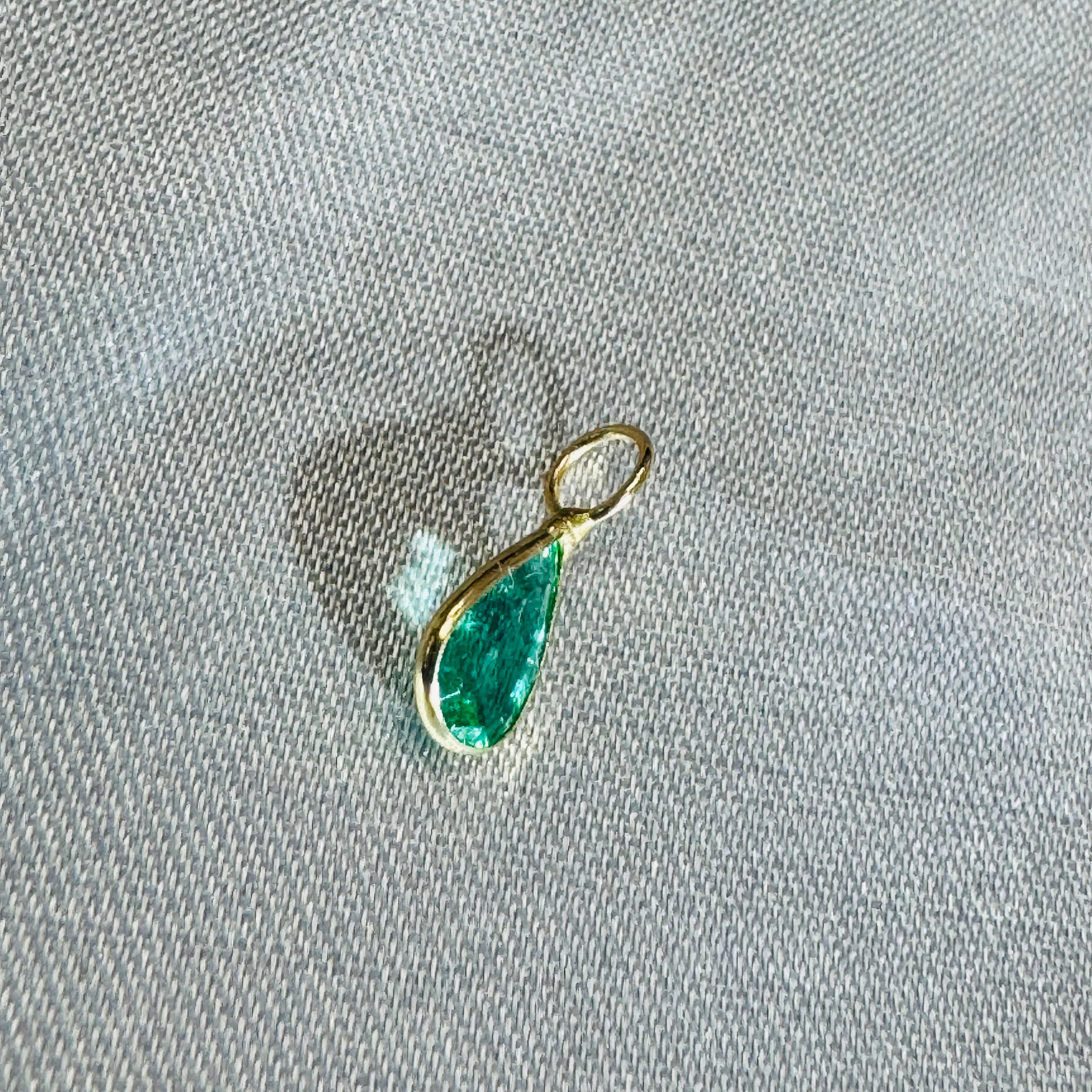 Emerald Charm Pendant 14K Yellow Gold