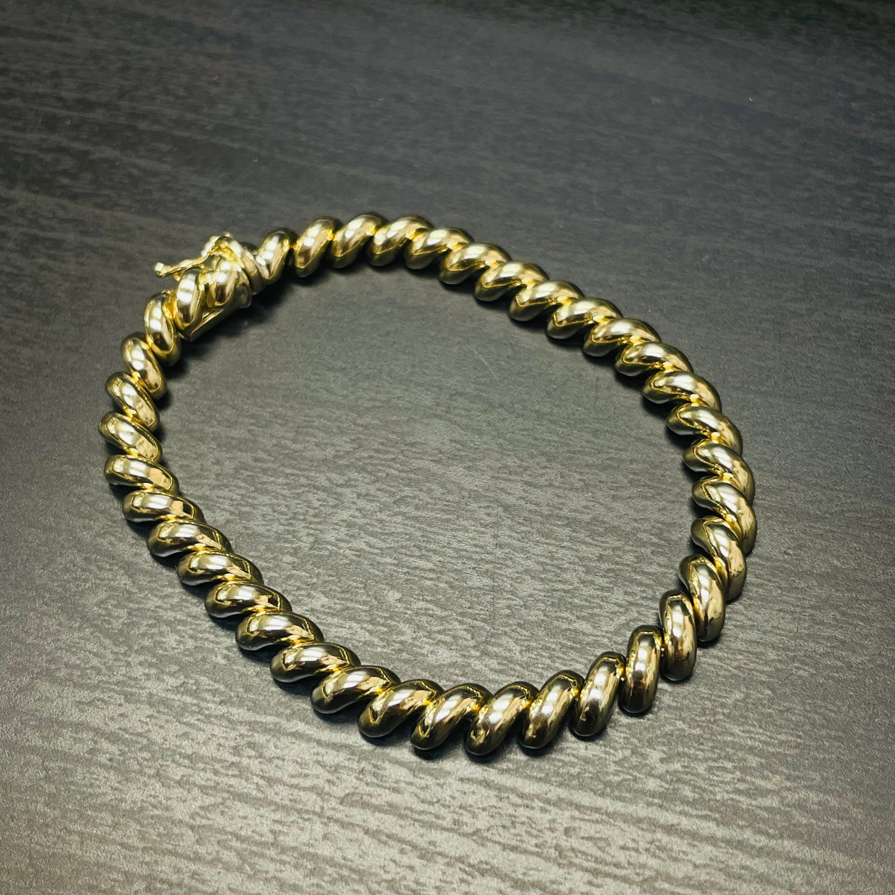 7” 7mm Macaroni San Marco Link Bracelet in Solid 14K Yellow Gold