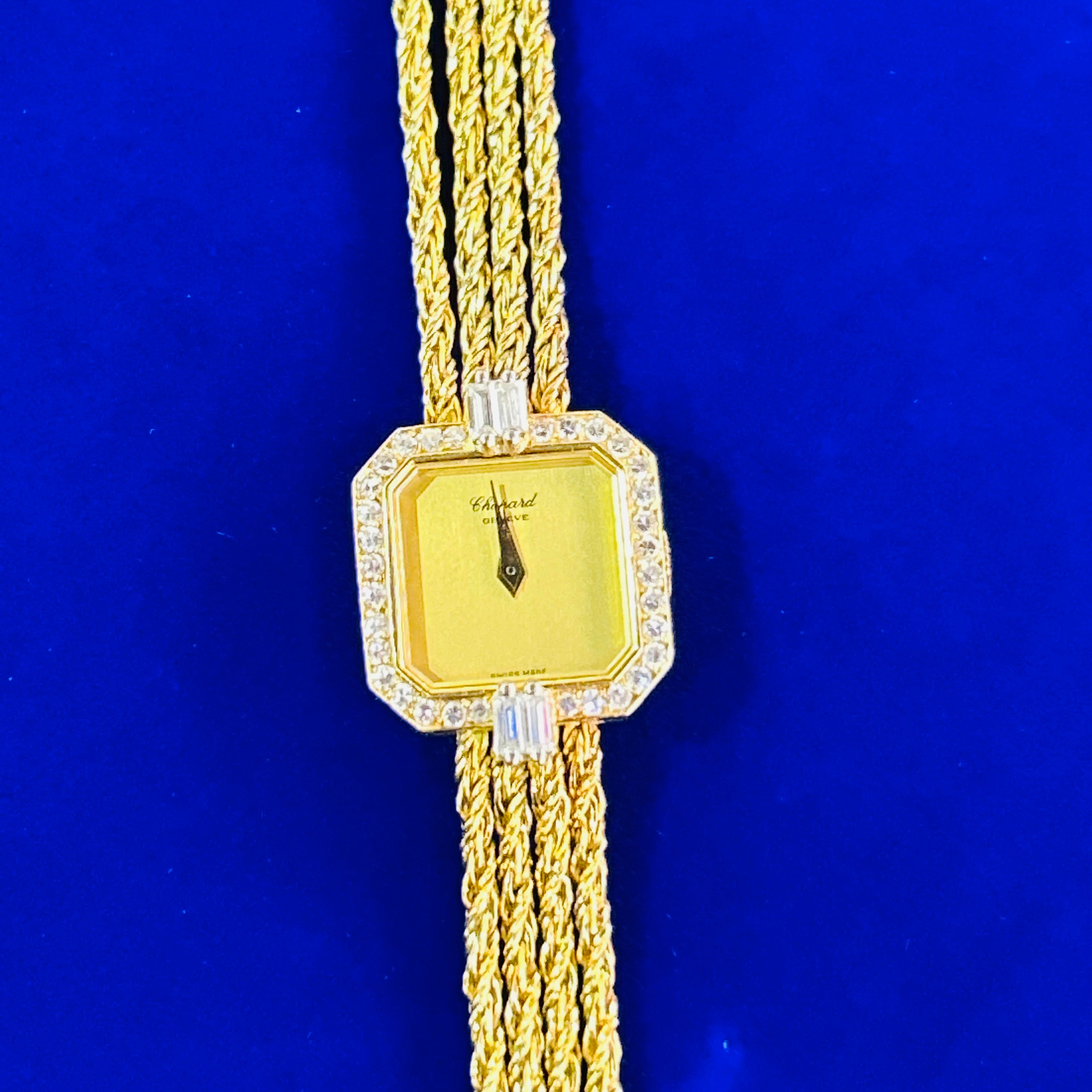 18K Yellow Gold Ladies Chopard Geneve Diamond Wrist Watch