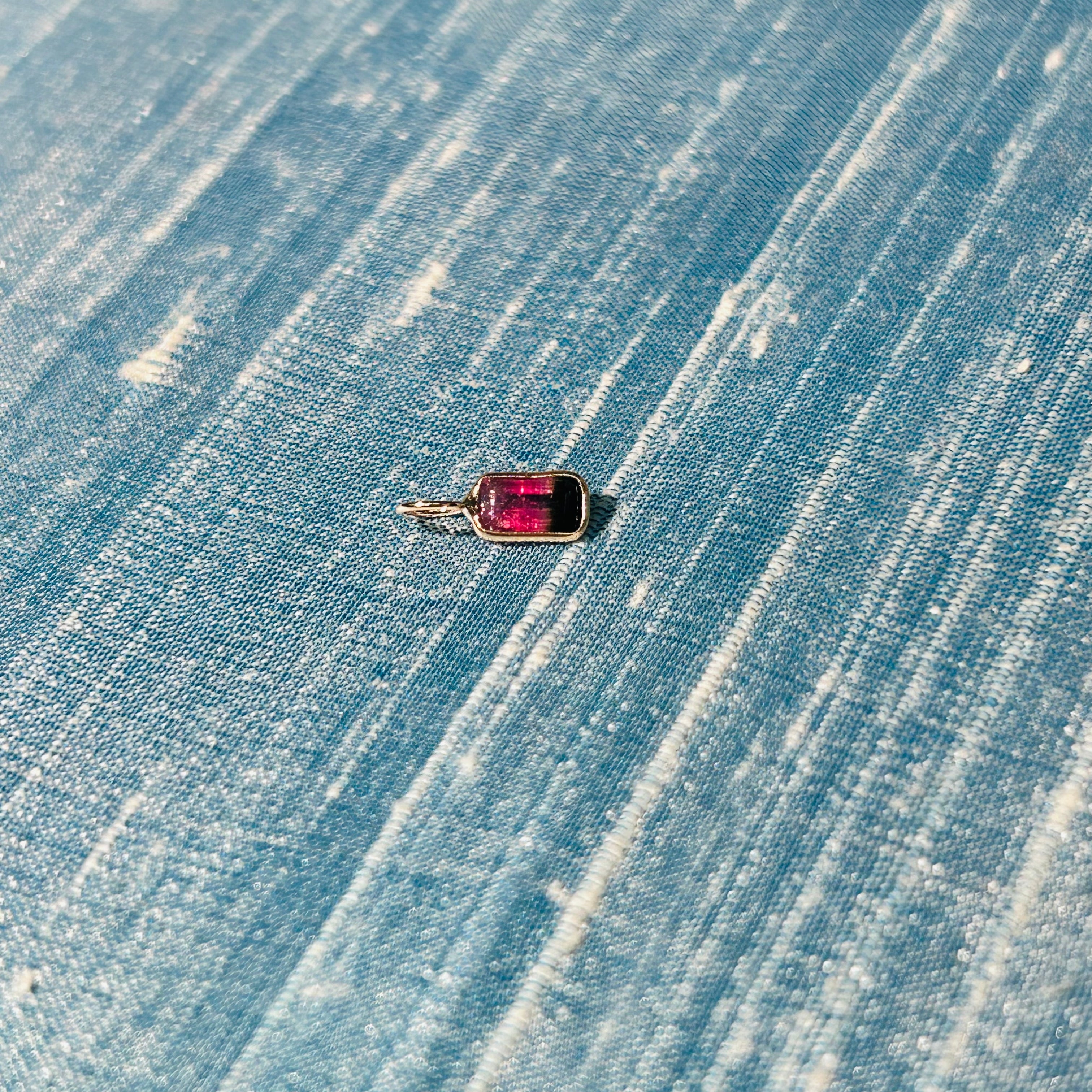 Bi Color Tourmaline 14K Yellow Gold Charm Pendant