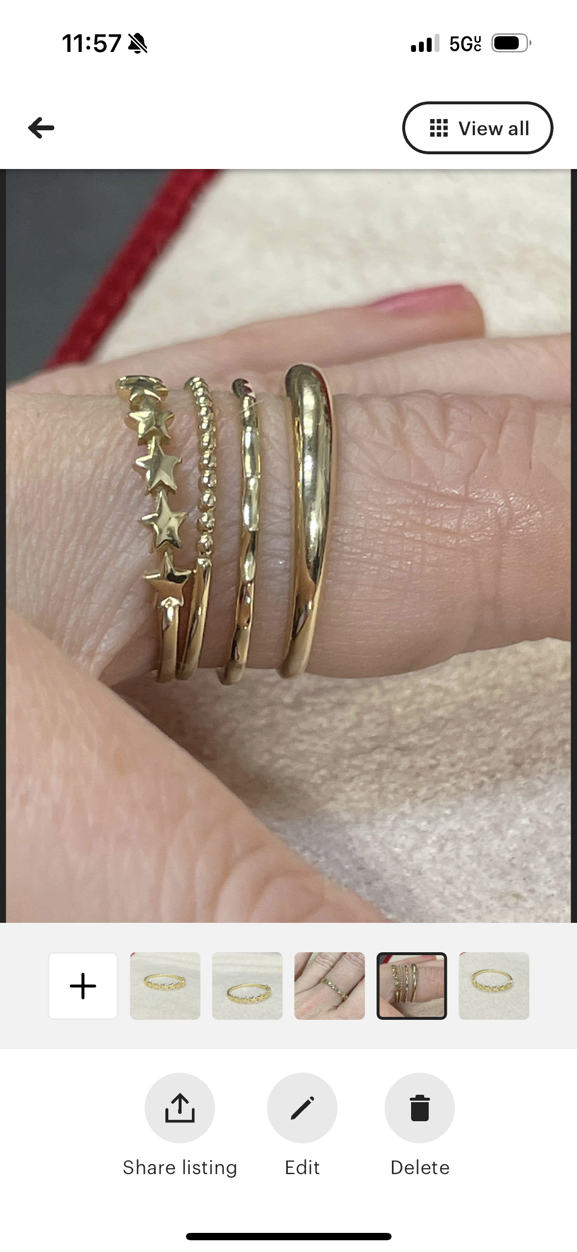 Solid 14K Yellow Gold Multi Star Ring