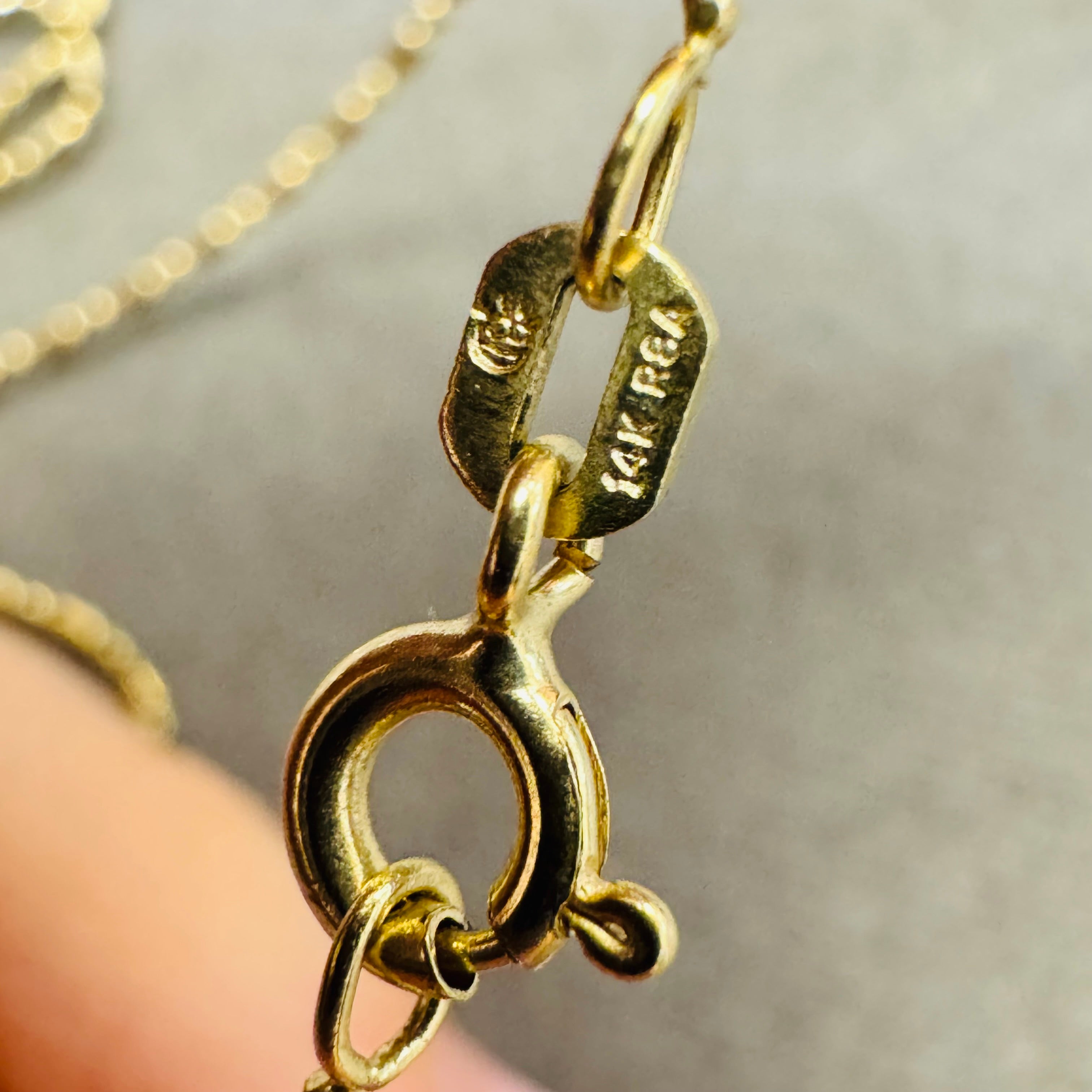 Solid 14K Yellow Gold 20” 1mm Dot Dash Ball Chain Necklace