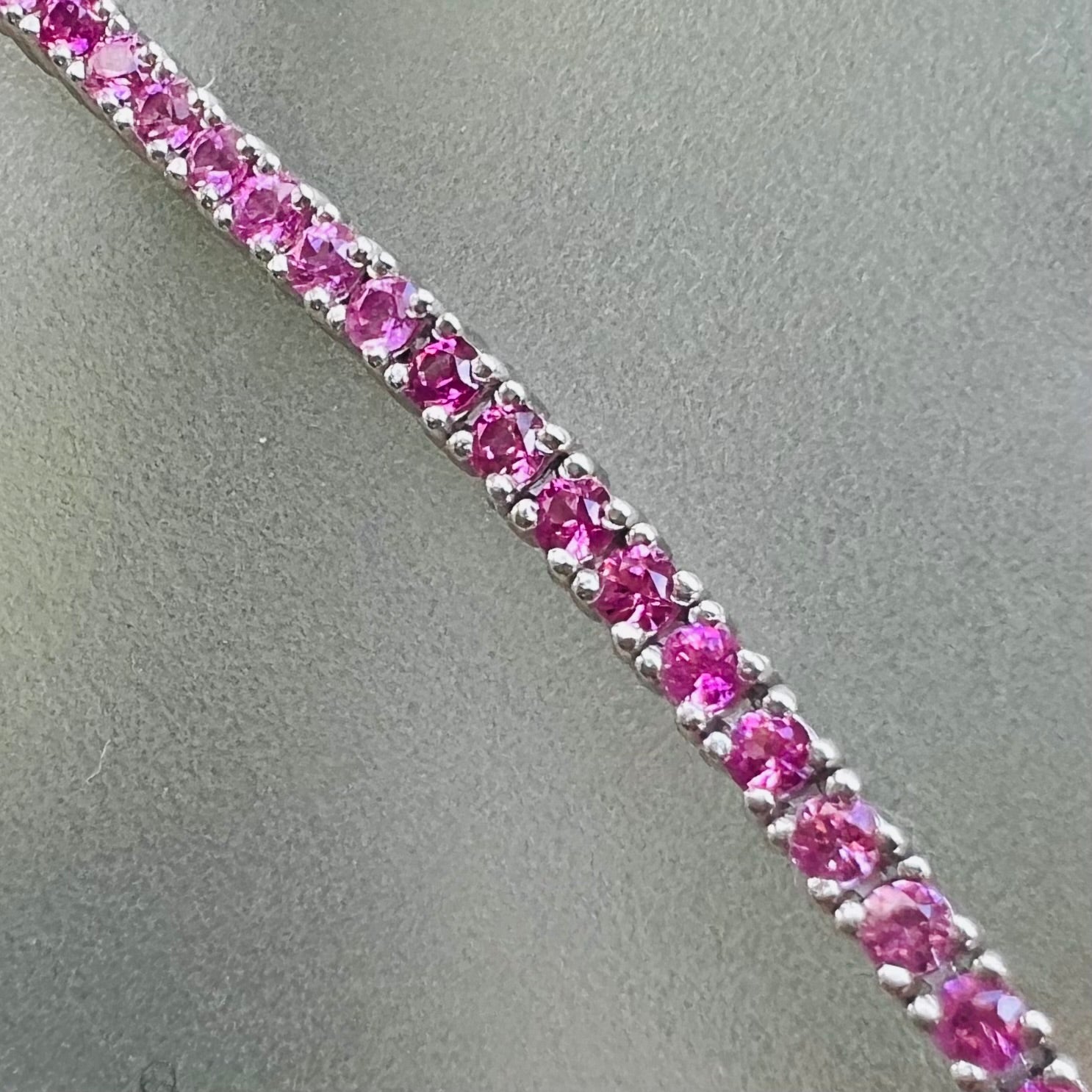 14K Natural Sapphire White Gold Tennis Bracelet 7"