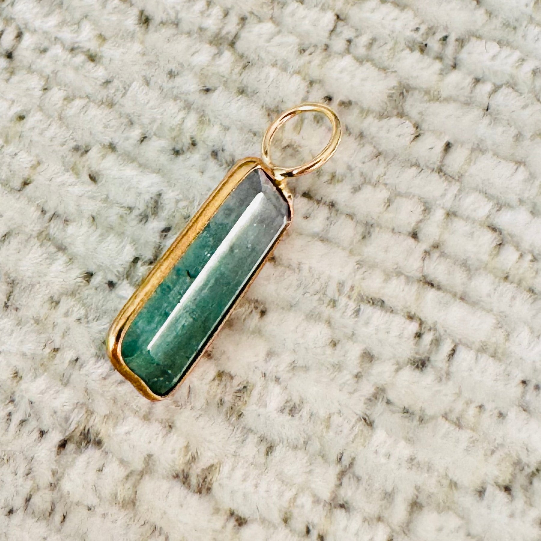 Bi Color Tourmaline 14K Yellow Gold Charm Pendant