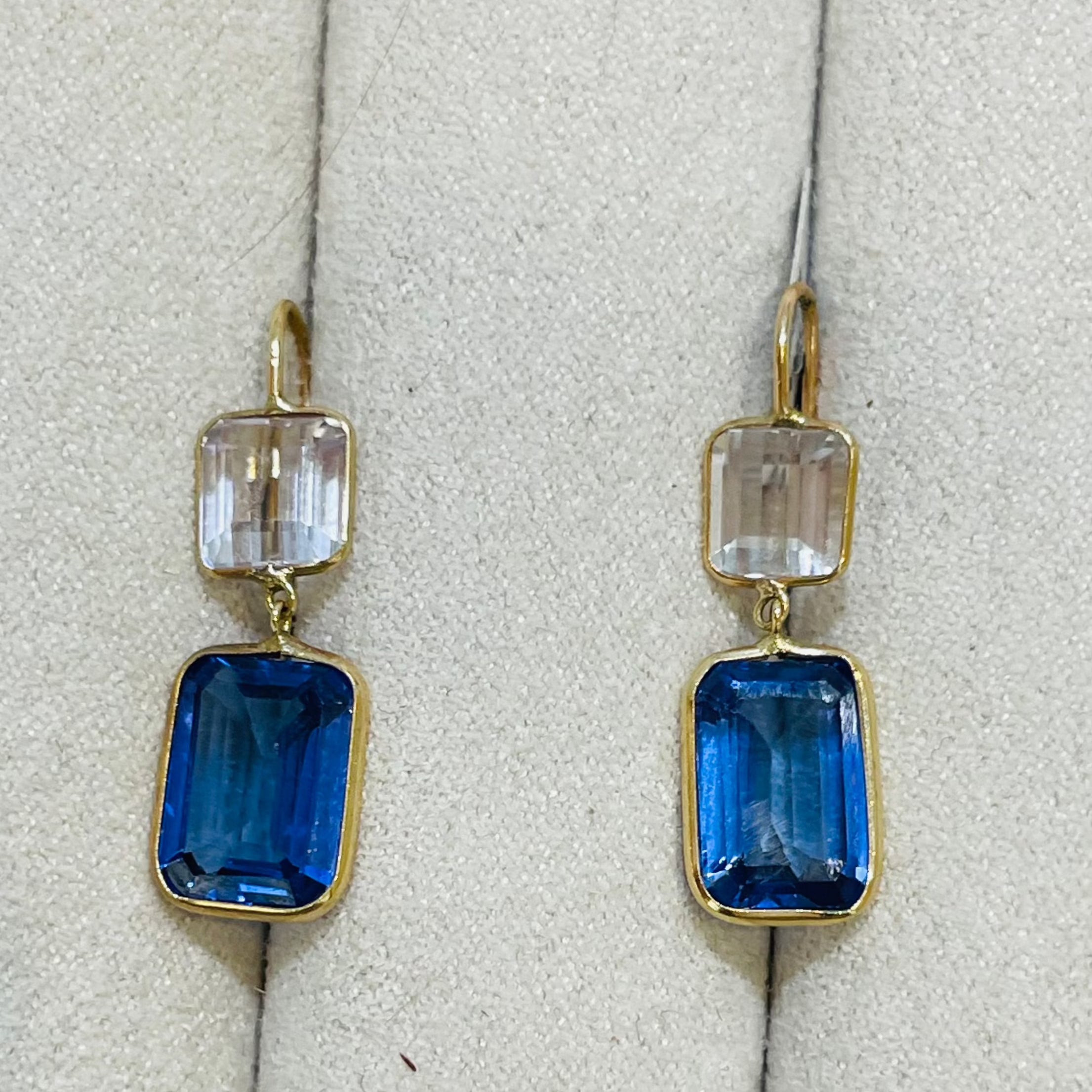 Kunzite and Tanzanite 14K Yellow Gold Drop Earrings