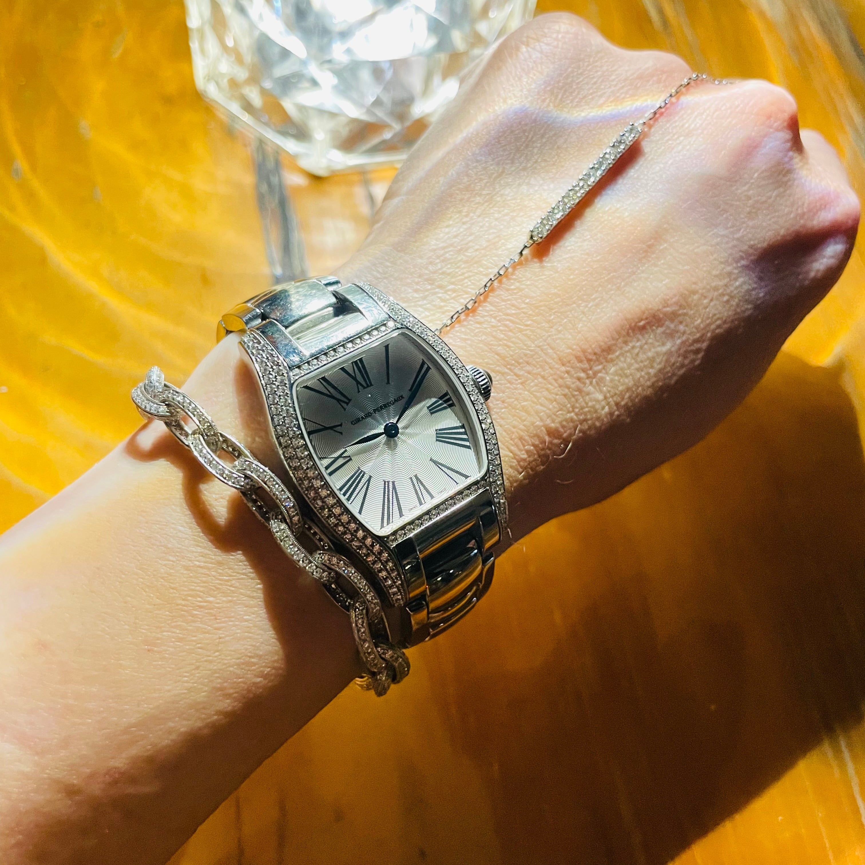 30mm Girard Perregeaux Factory Diamond Stainless Steel Wrist