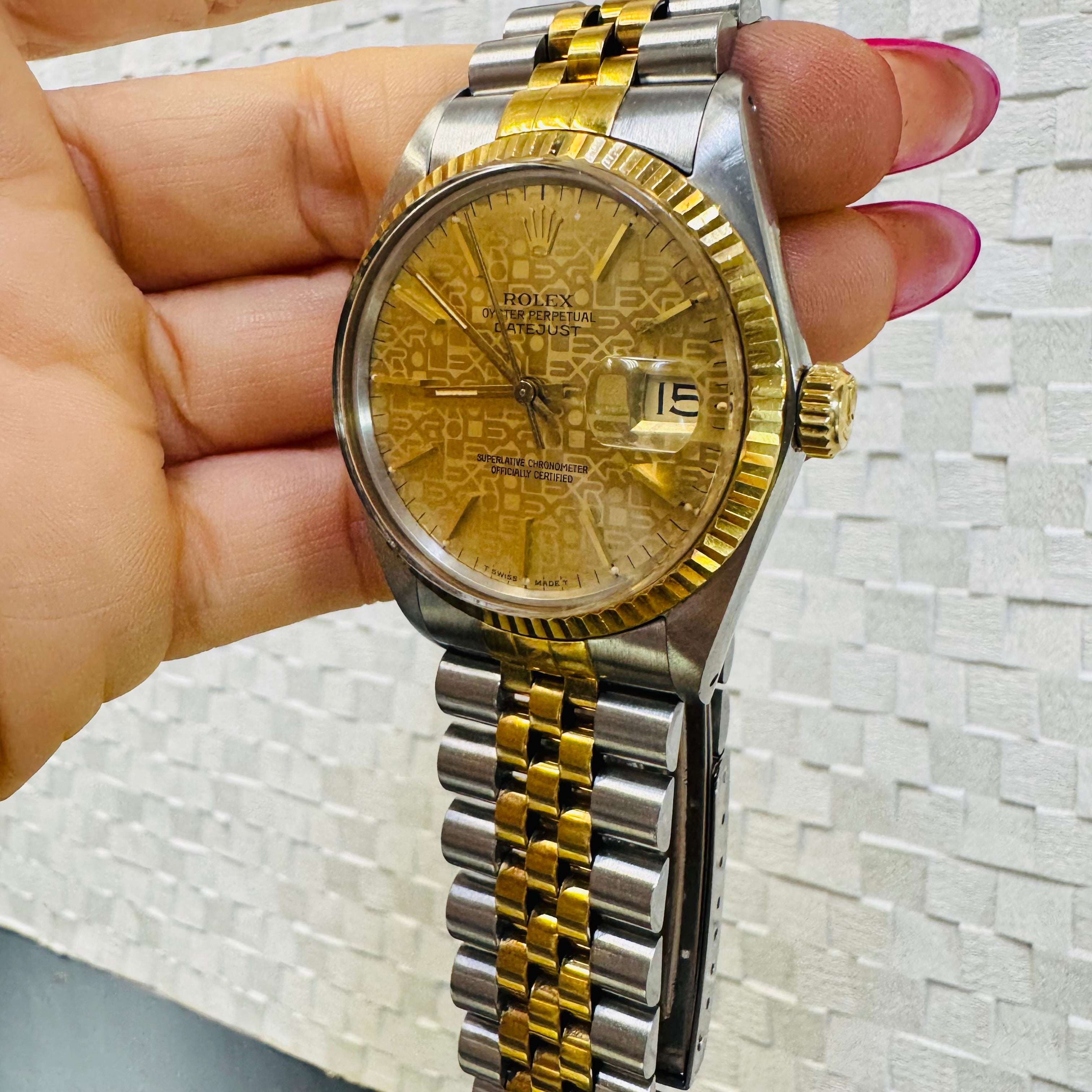 36MM 18K SS Jubilee DateJust 16013 Anniversary Dial Rolex Watch
