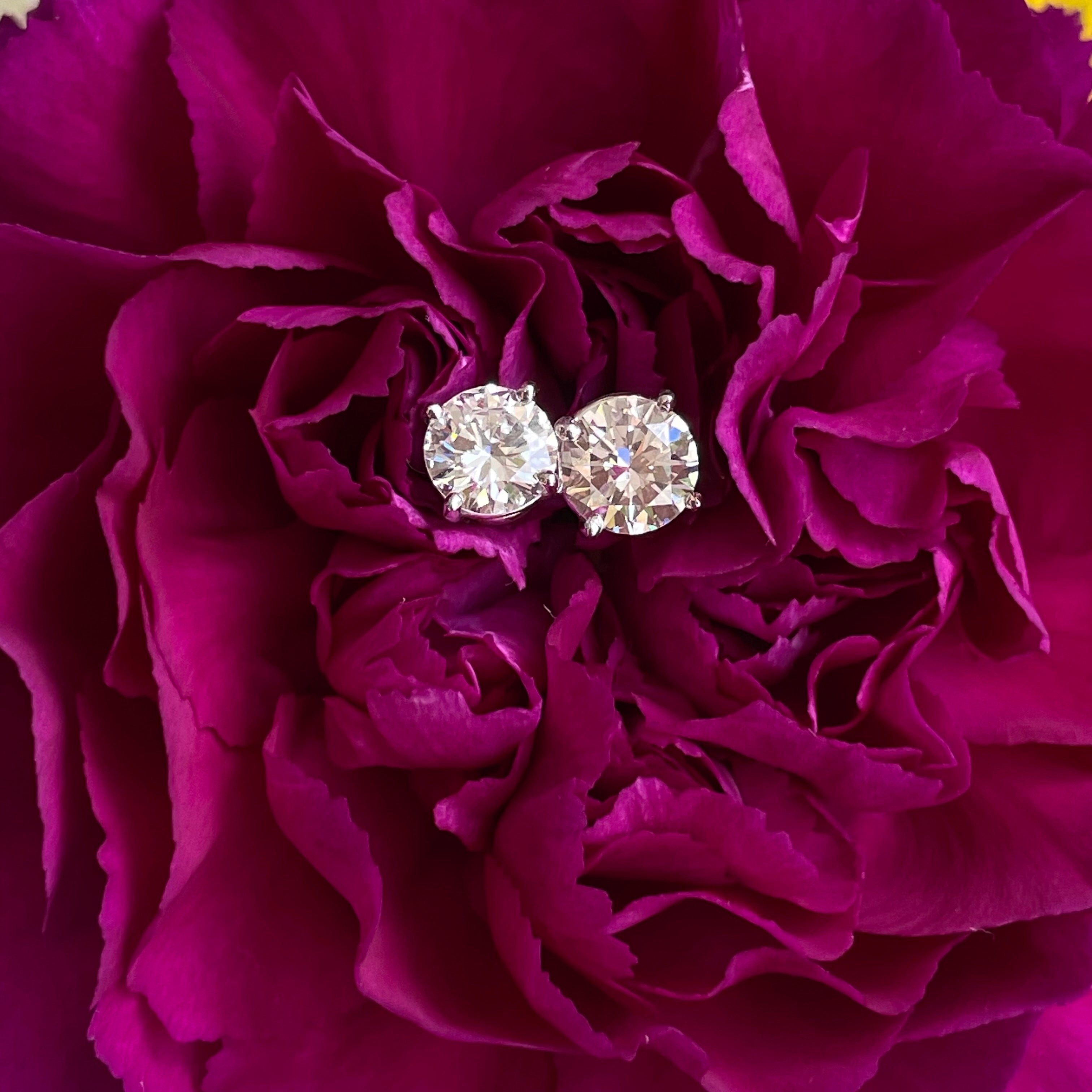 1.4CT Round Brilliant Diamond Stud Earrings 14K White Gold