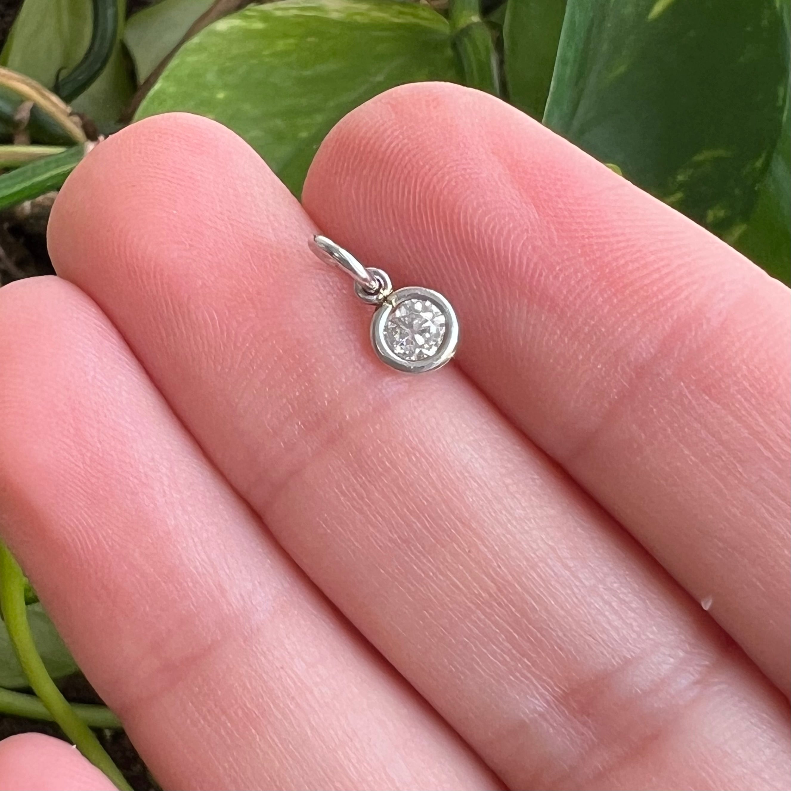 Platinum .24ct Natural Diamond Charm Pendant 10mm