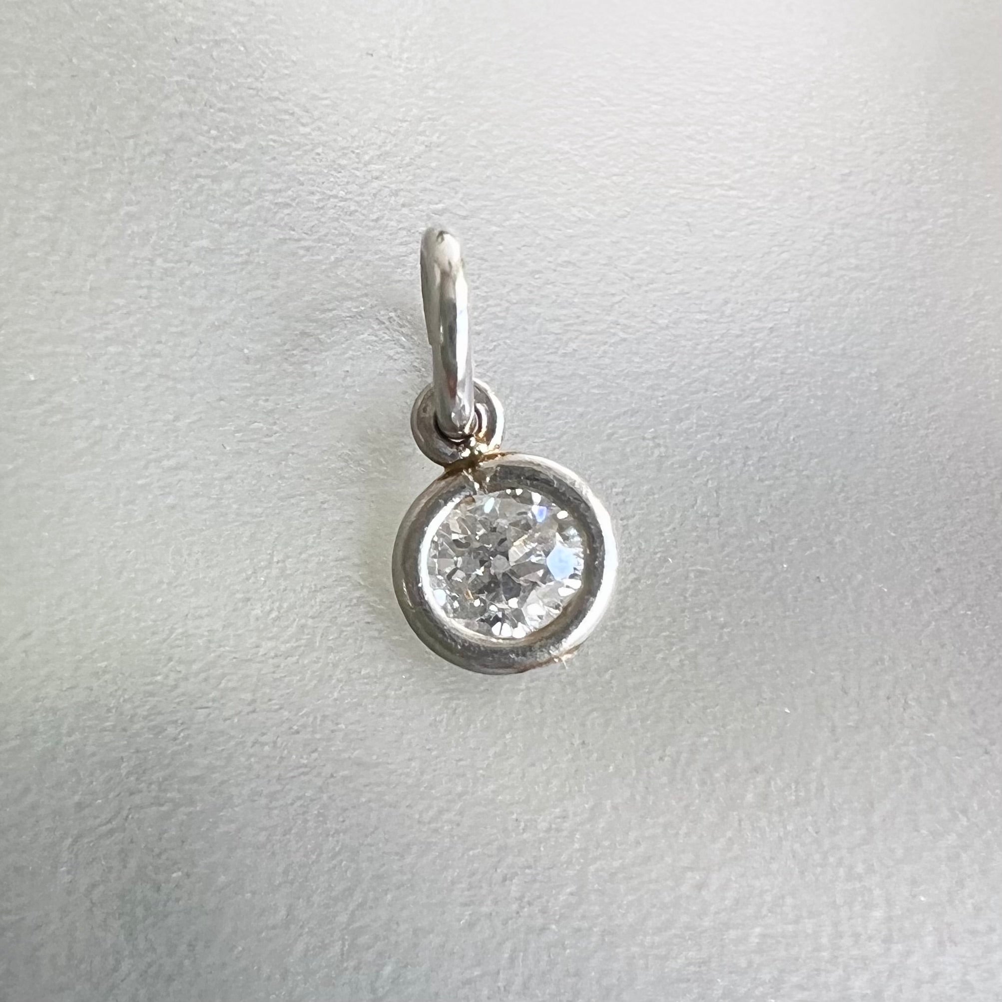 Platinum .24ct Natural Diamond Charm Pendant 10mm