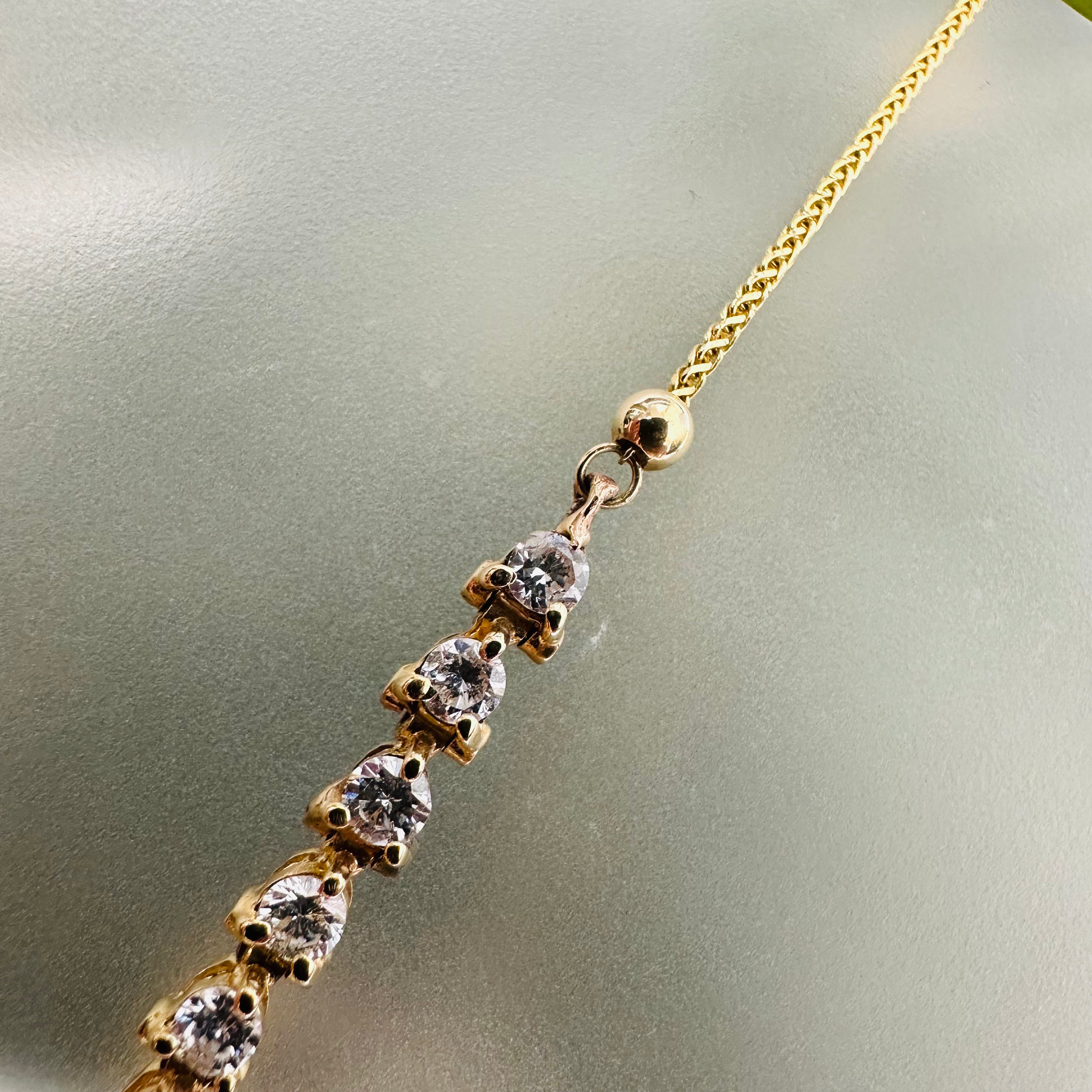 12” 14K Adjustable vintage Diamond Tennis Bracelet