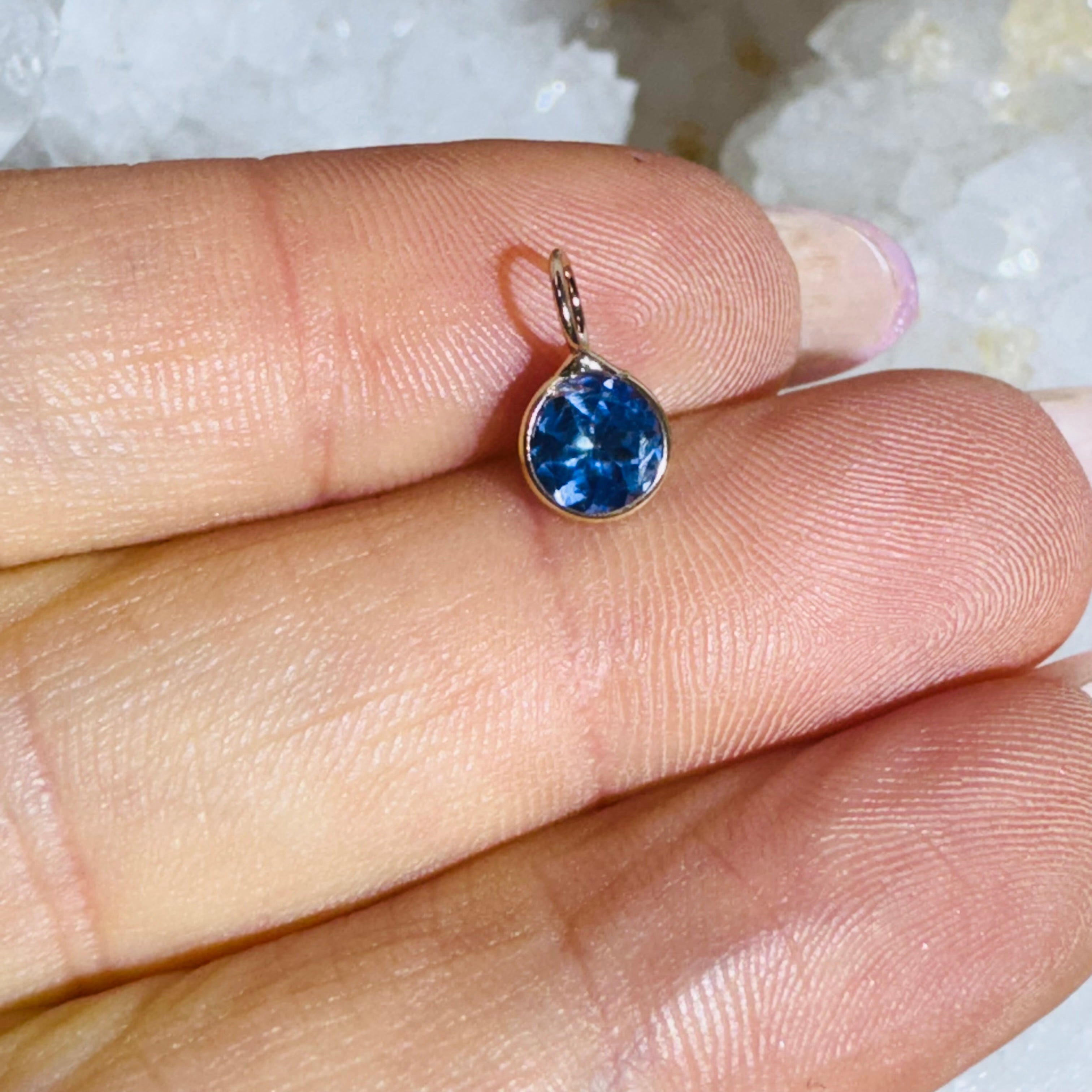 Natural Round Tanzanite 14K Gem Charm Pendant