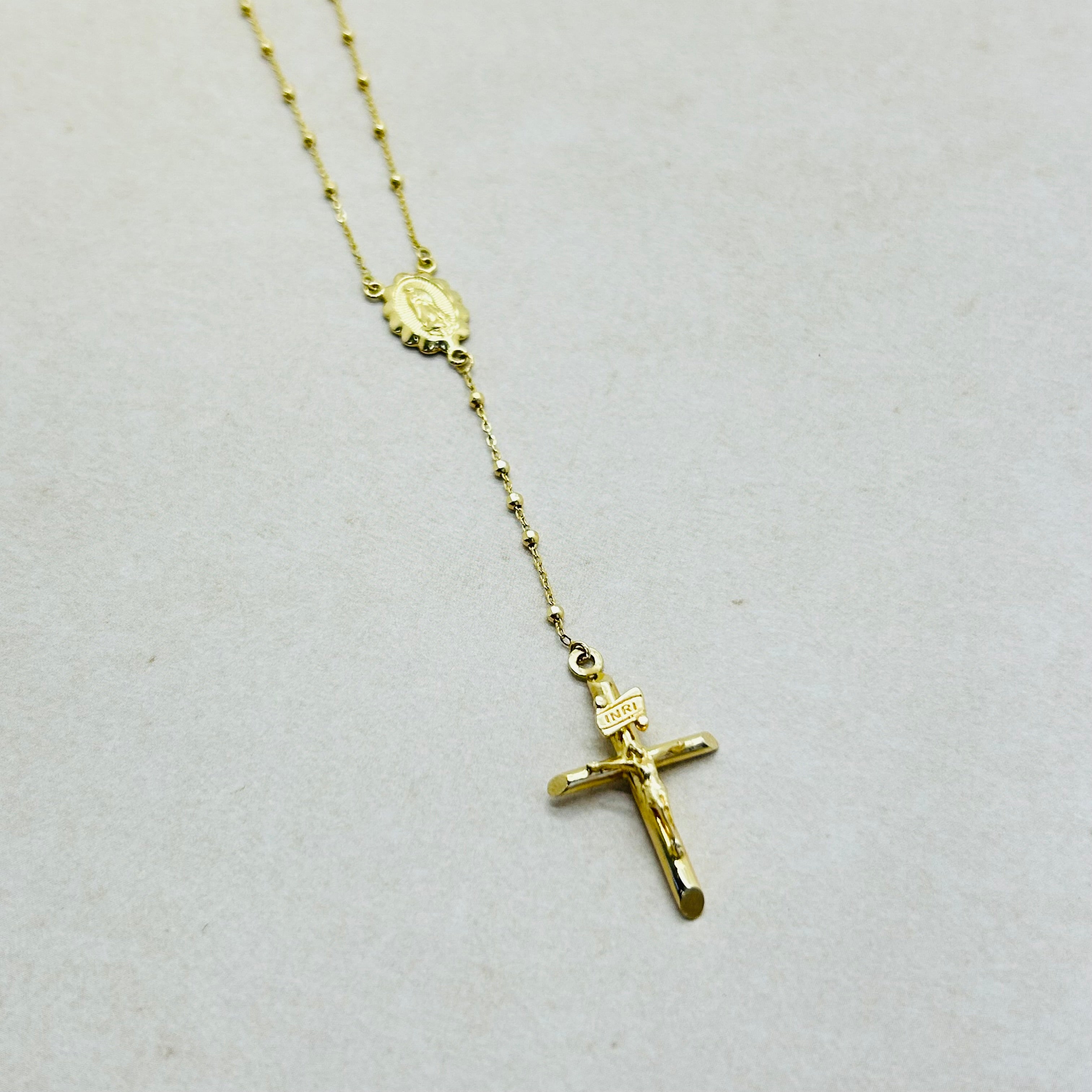 Beautiful 14K Solid Yellow Gold 24”Rosary Necklace