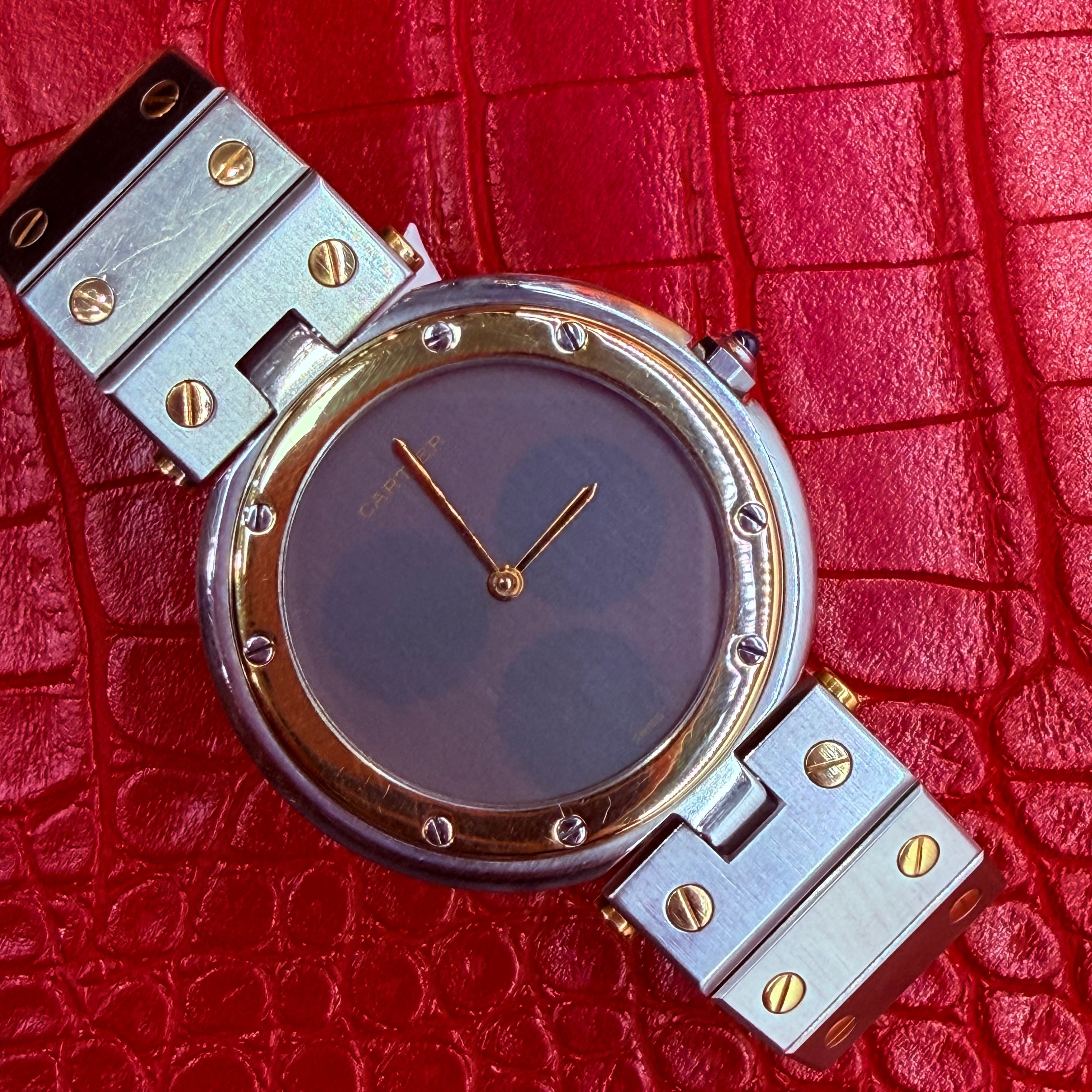 Cartier Santos Ronde “Ghost Dial” 18K & Stainless Steel Quartz Wrist Watch 6.5”