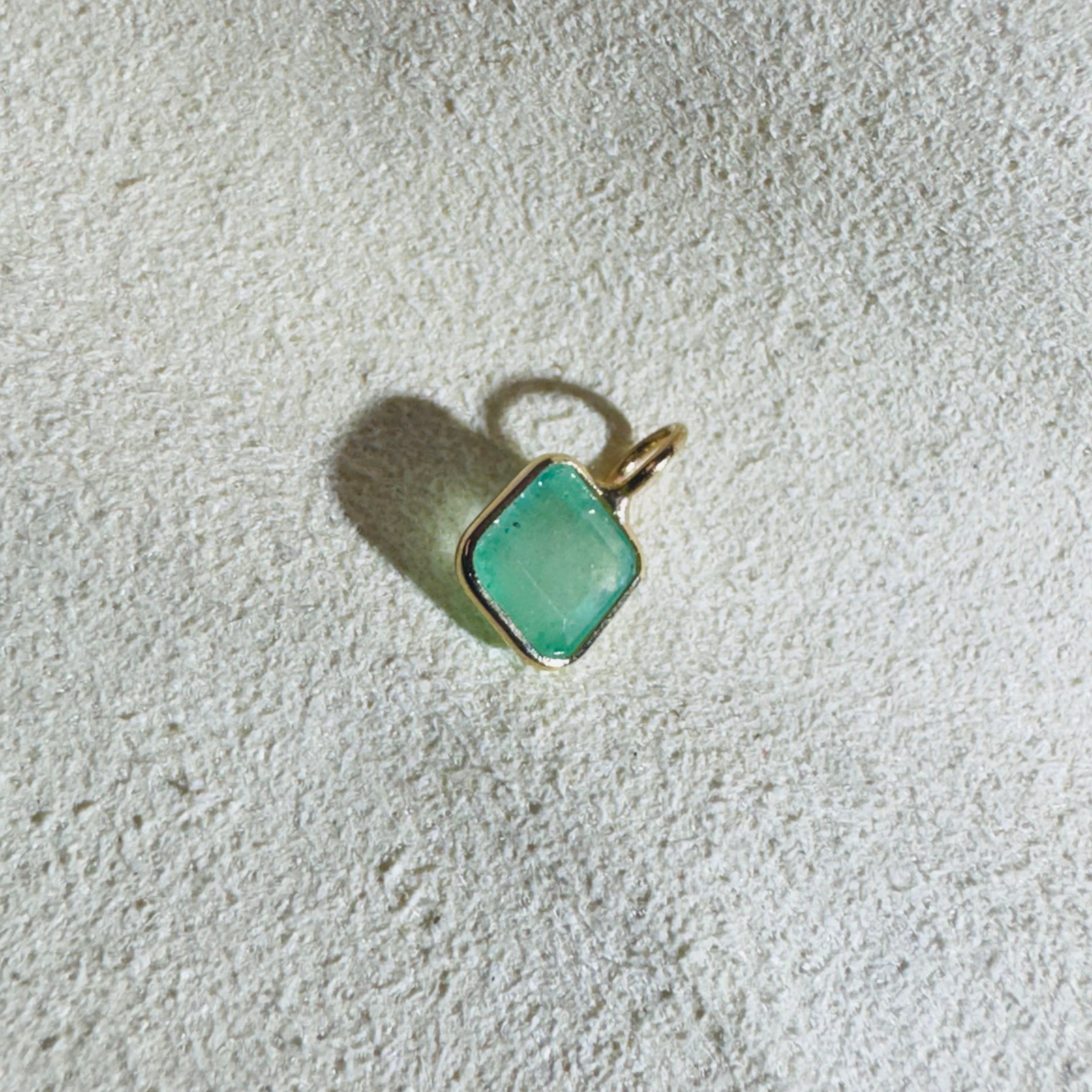 Emerald Charm Pendant 14K Yellow Gold